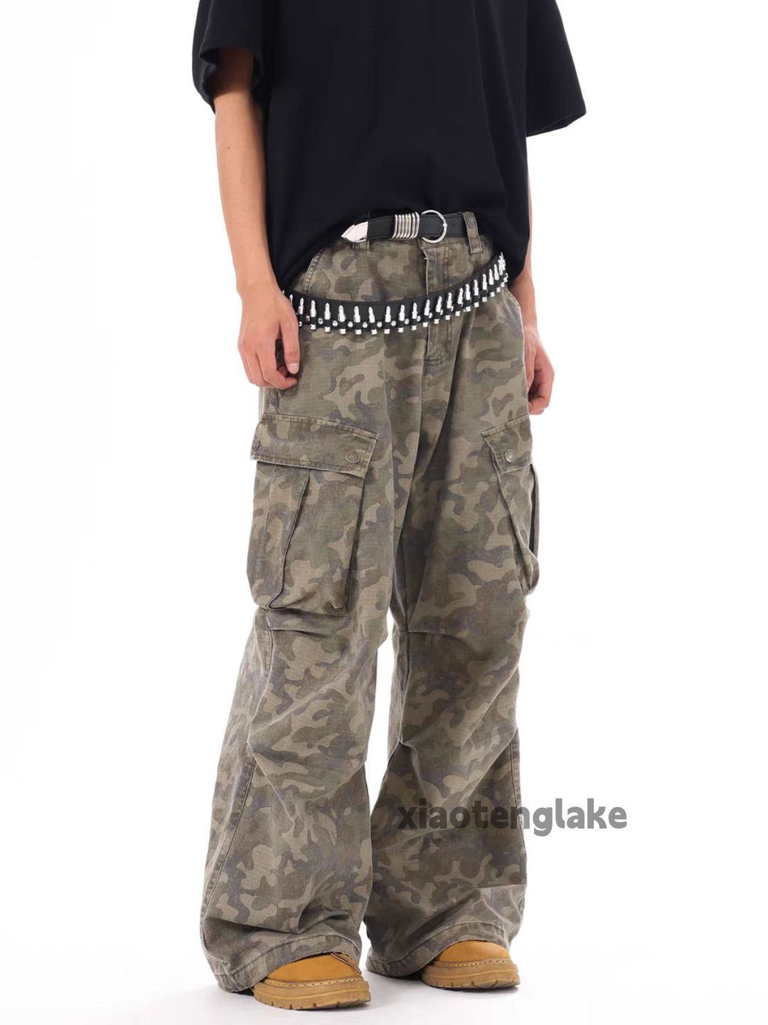 urban utility military camo loose baggy cargo pants