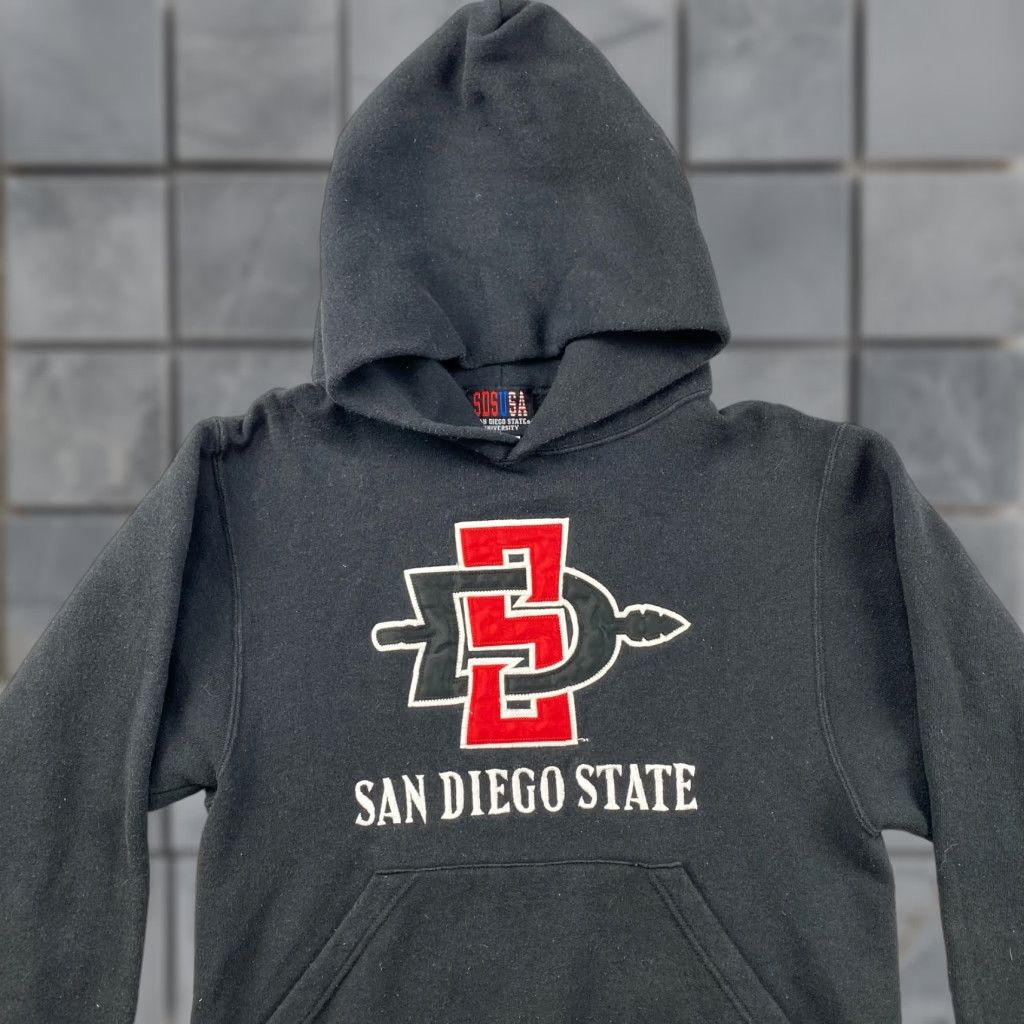 Vintage VINTAGE SDSUSA San Diego State University Aztecs Hoodie Mens XS Black Pullover Made In USA Size US XS / EU 42 / 0 - 1 Thumbnail