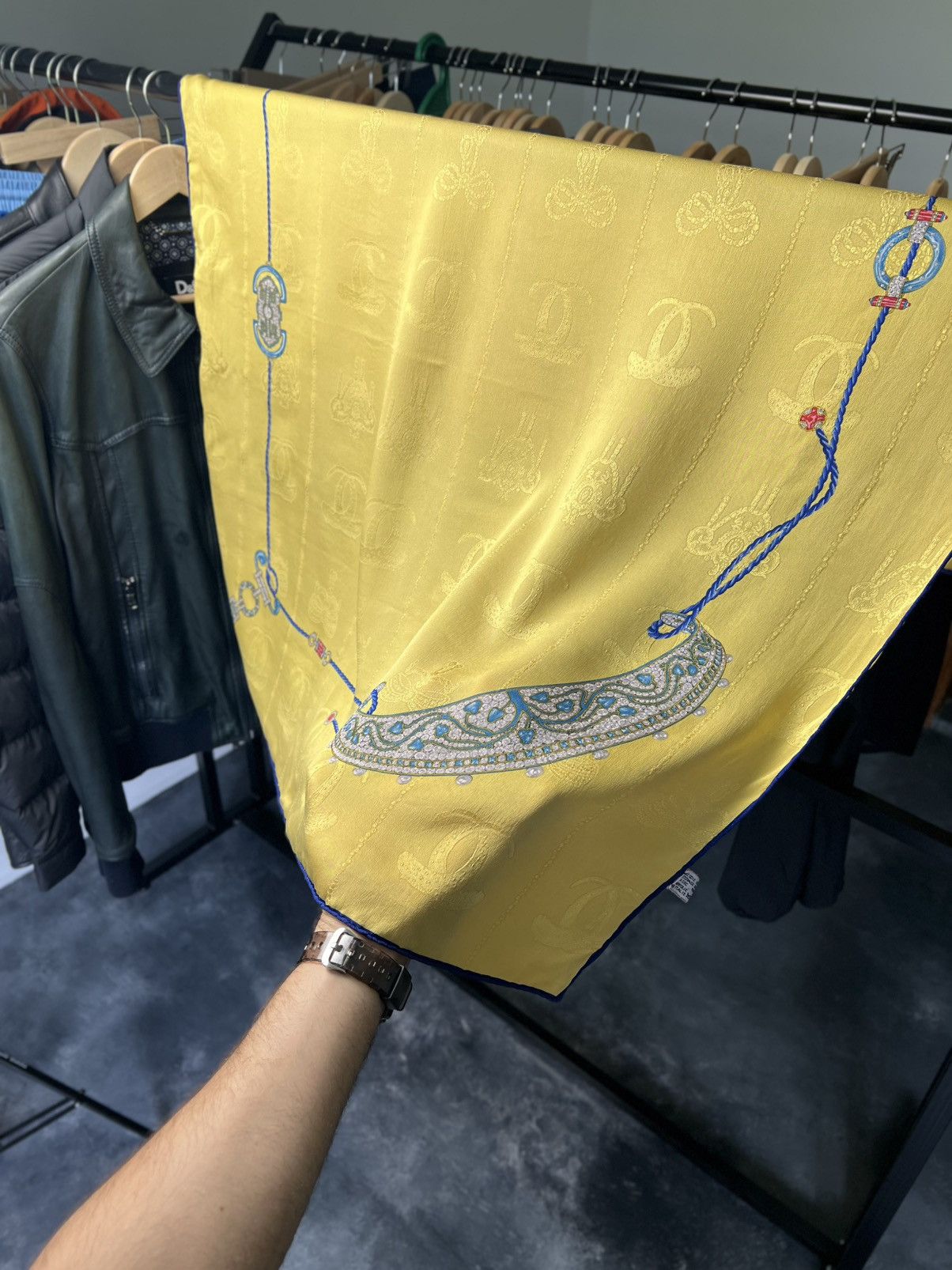 Cartier Vintage Cartier Yellow Silk Scarf Jewelry Print Paris Size ONE SIZE - 10 Thumbnail
