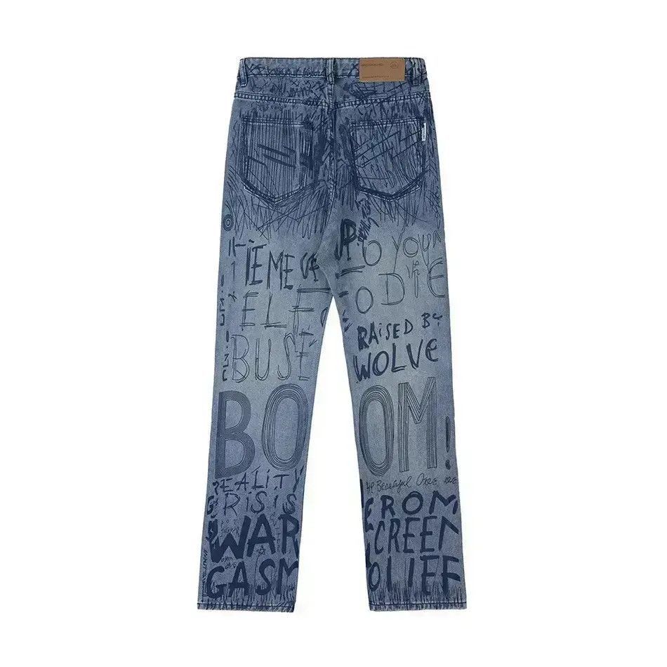 Japanese Brand Buggy jeans for men and women with graffiti print y2k Size US 34 / EU 50 - 5 Thumbnail