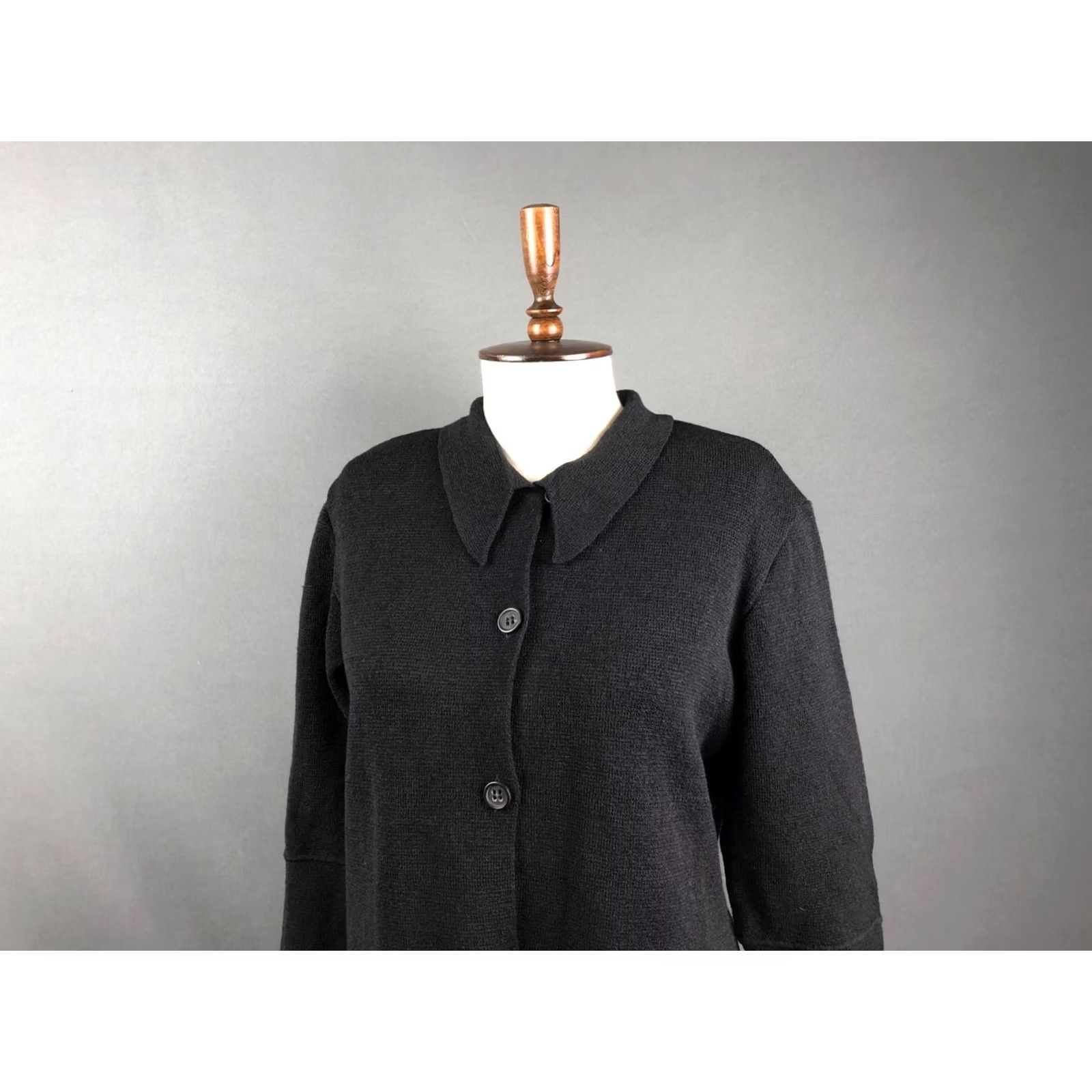 Vintage Annette Görtz Blazer Jacket Women M Black Wool Crepe Short Sleeve Long Sleeve Button Casual Classic Basic Jacket Mens? Ladies Size M / US 6-8 / IT 42-44 - 4 Thumbnail