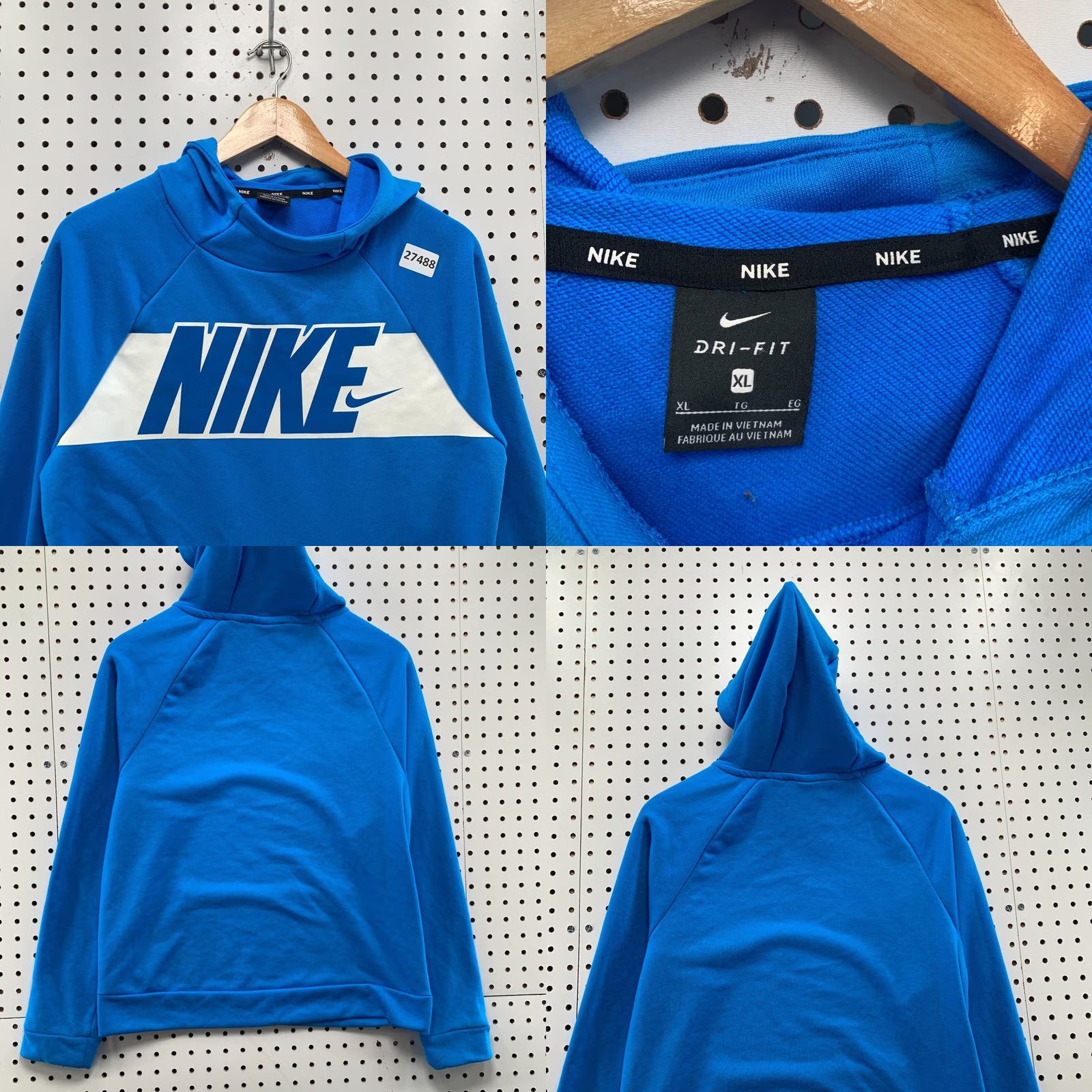 Nike Nike Hooded Sweatshirt Blue White Swoosh Spell Out Womens XL Hoodie 20.5x23.5 Size XL / US 12-14 / IT 48-50 - 8 Thumbnail