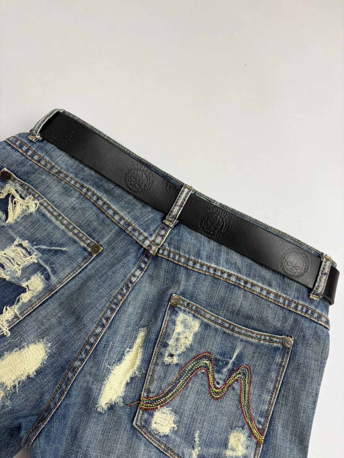 Harley Davidson Vintage Harley Davidson Belt Y2K Rhinestones Punk Leather Size 34 - 17 Thumbnail