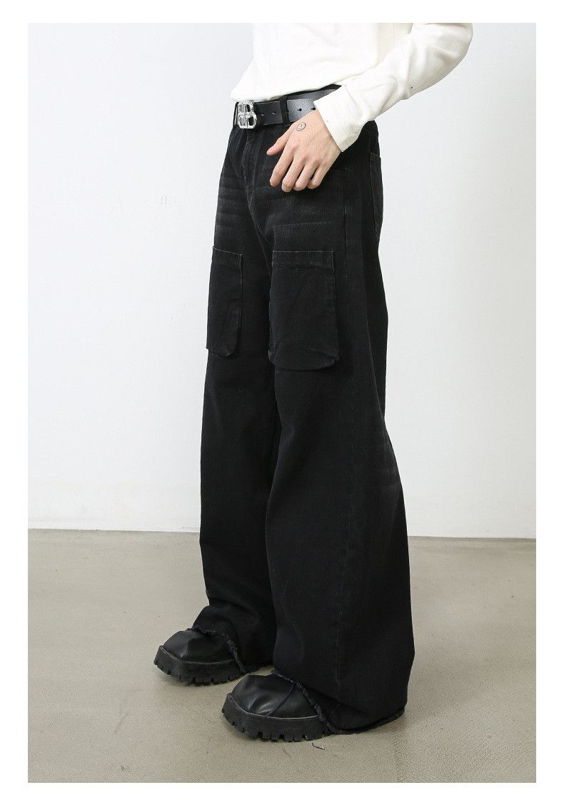 Japanese Brand Japanese black loose straight wide-leg cargo jeans Size US 32 / EU 48 - 6 Thumbnail