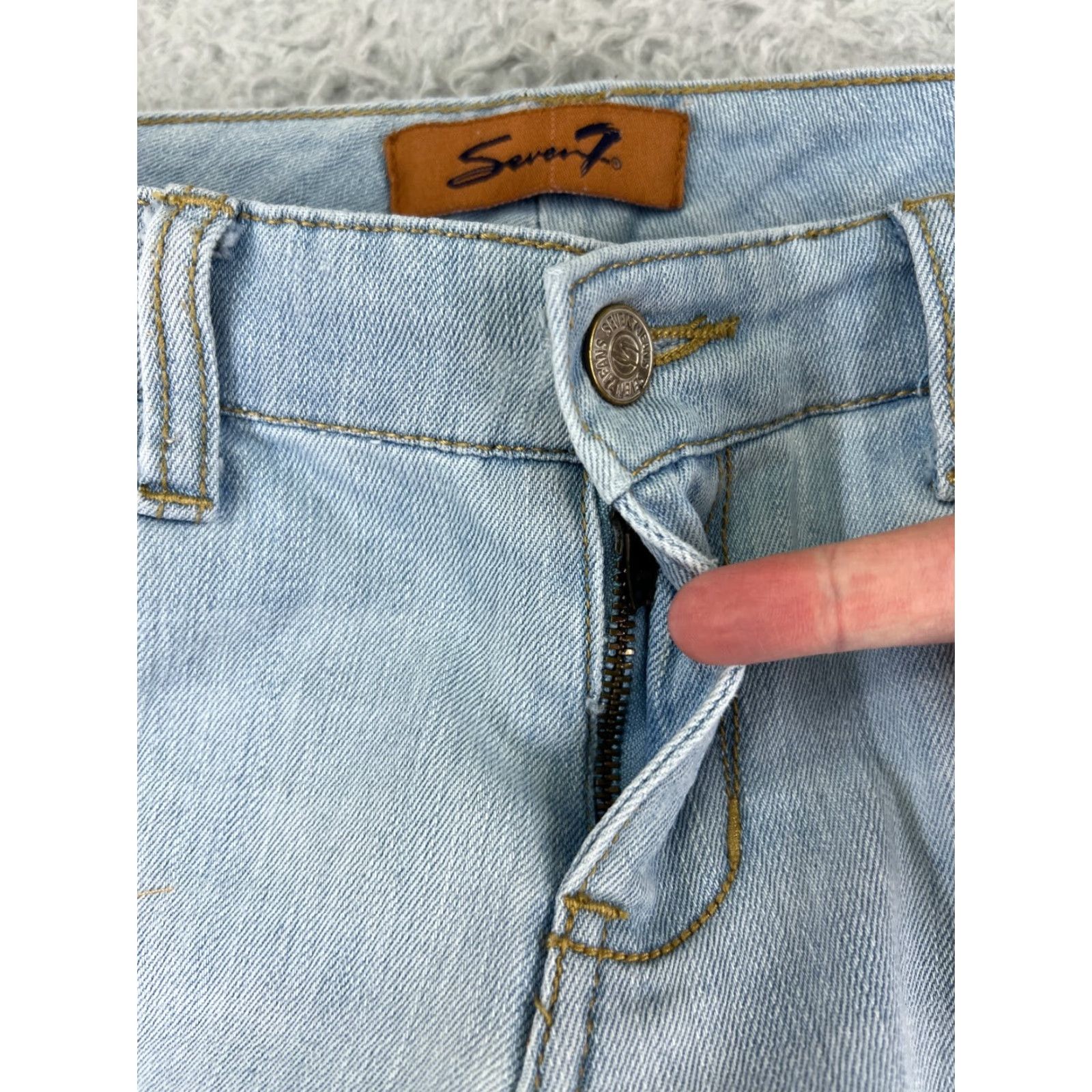 Vintage Seven7 Jeans Women 30 Blue Denim Boot Cut Light Wash Distressed 32x32 Size 30" / US 8 / IT 44 - 5 Thumbnail