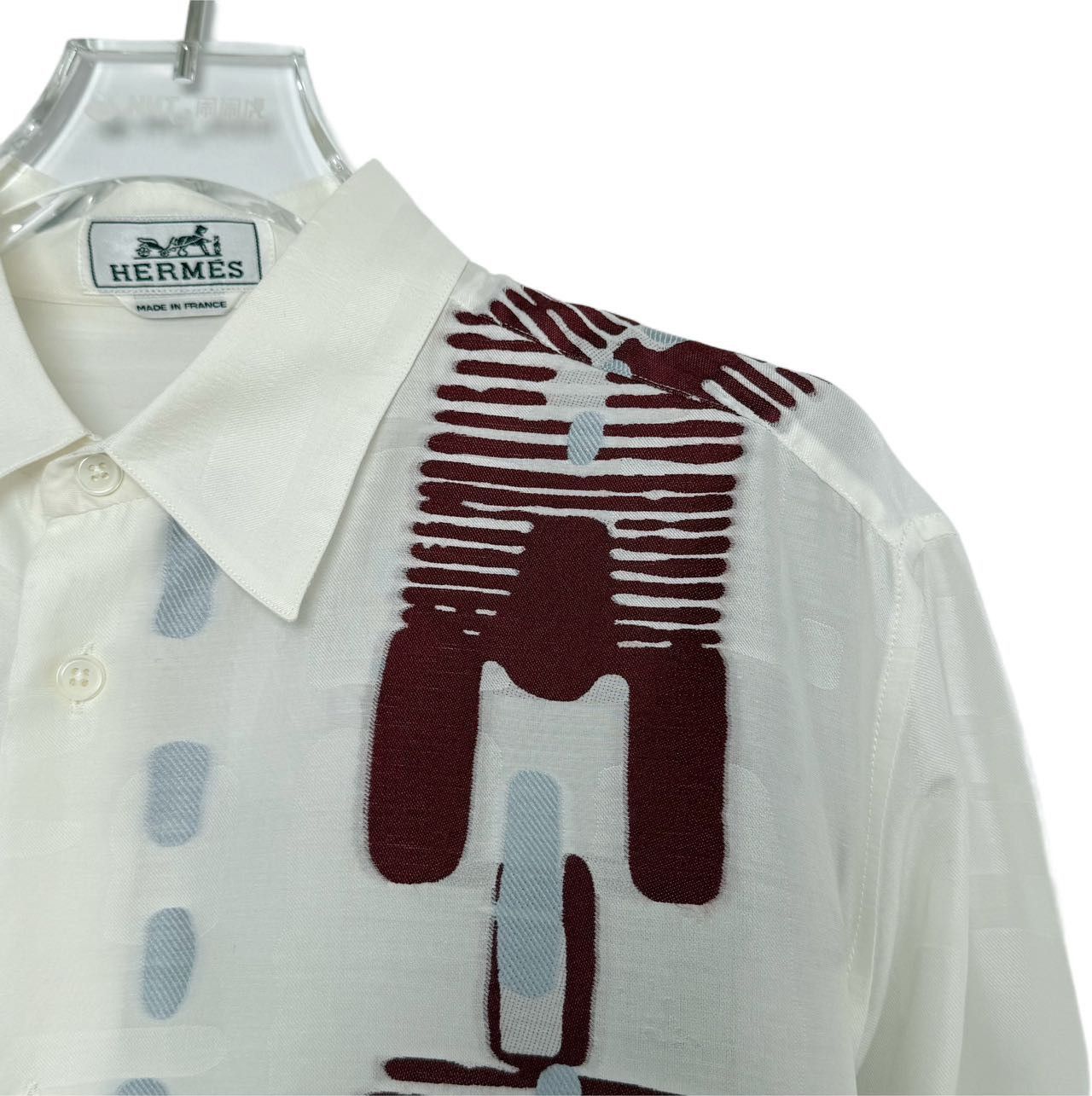 Hermes Hermes White Irregular Pattern Shirt K26WX Size US S / EU 44-46 / 1 - 3 Thumbnail