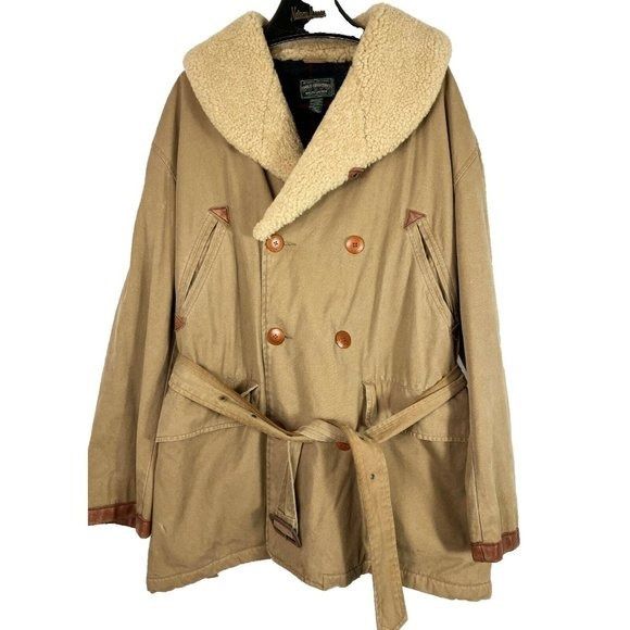 image of Polo Ralph Lauren L Ralph Laurent Country Vintage Packer Sheepskin Collar Shear in Beige (Size Larg
