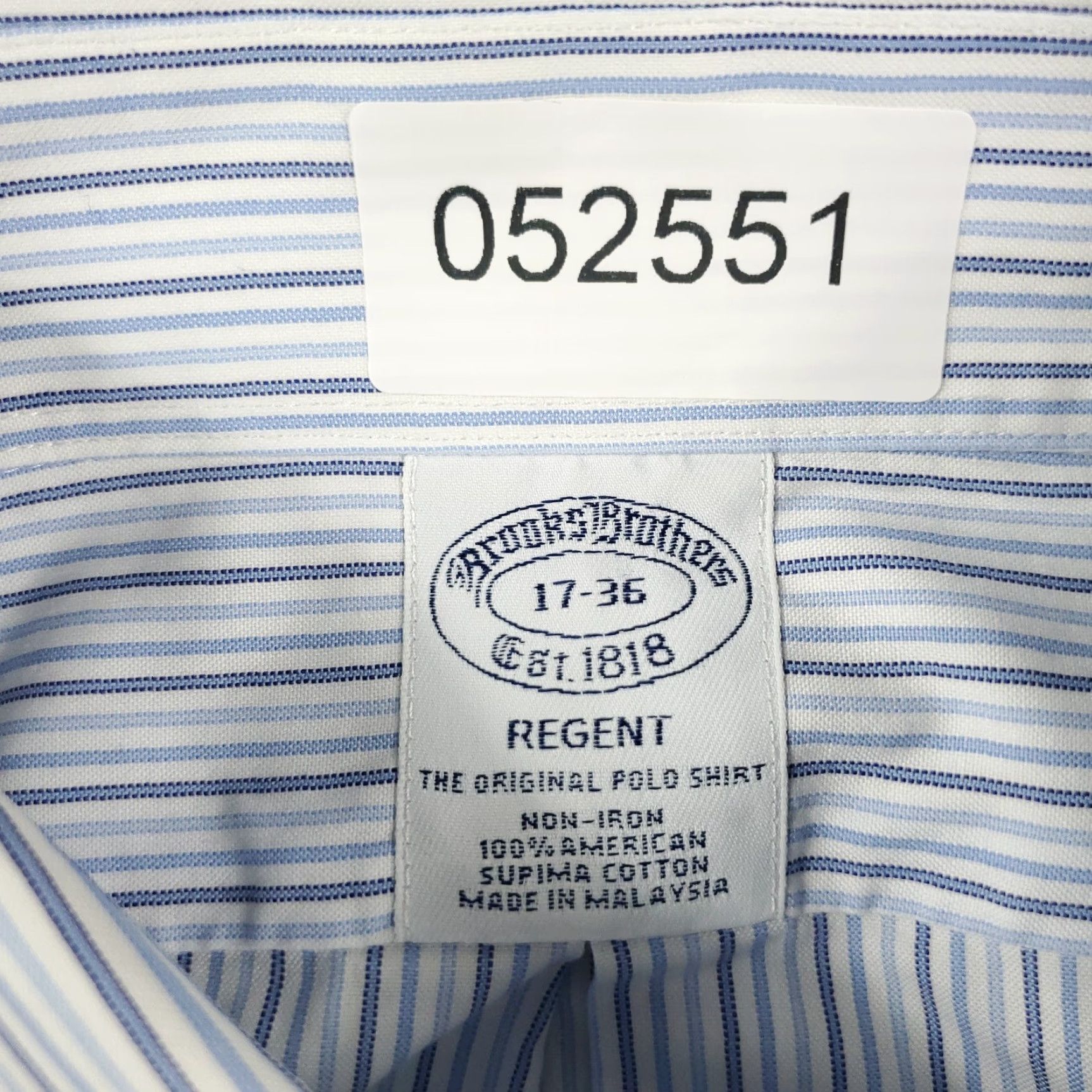 Brooks Brothers Brooks Brothers Dress Shirt Mens 17 Blue Striped Button Up Long Sleeve Non-Iron Regular Fit Dress Shirt Mens Navy Blue Size 46R - 6 Thumbnail
