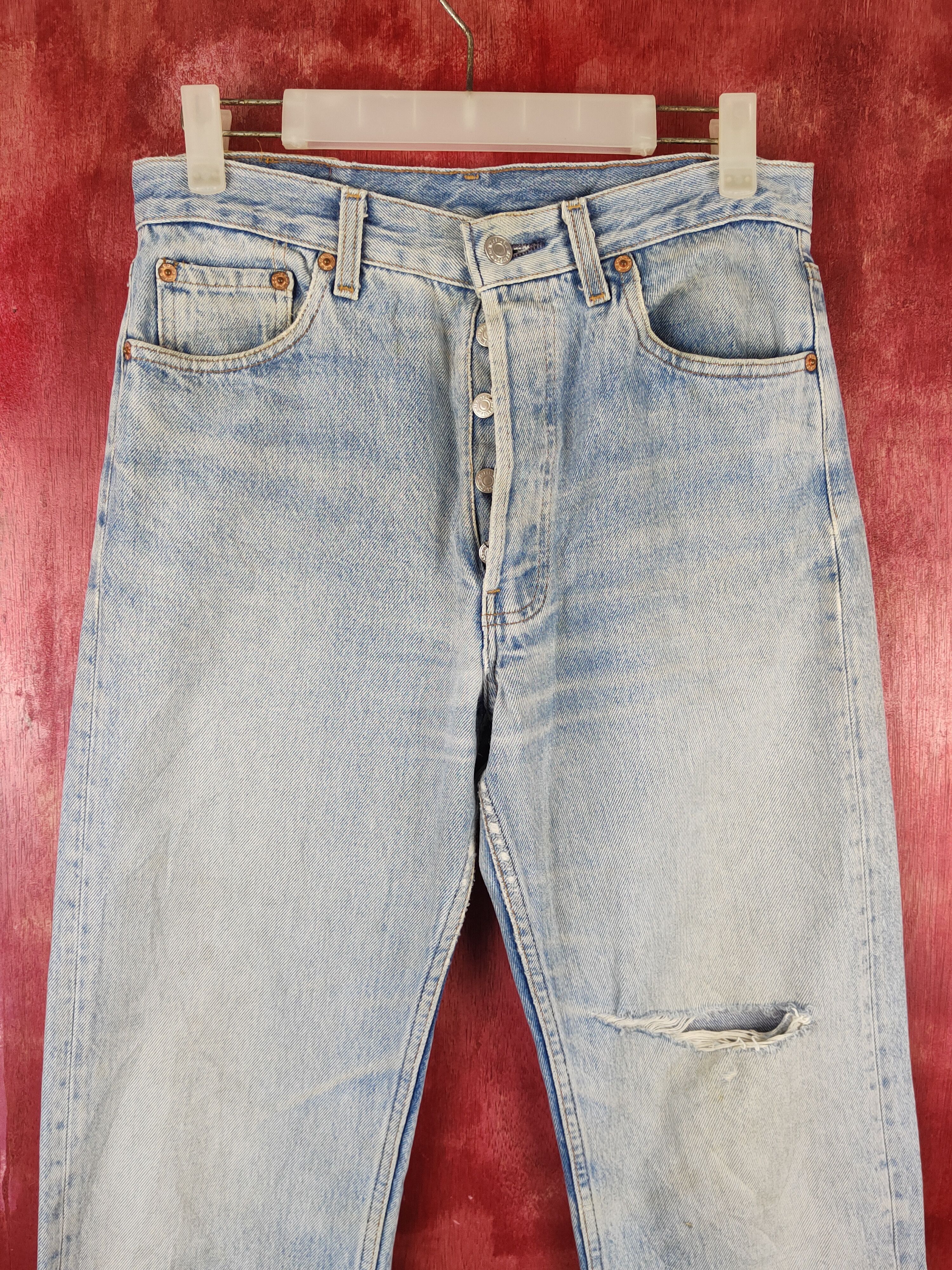 Levi's Levi's Blue Faded Distressed Ripped Jeans #S1653 Size US 30 / EU 46 - 2 Thumbnail