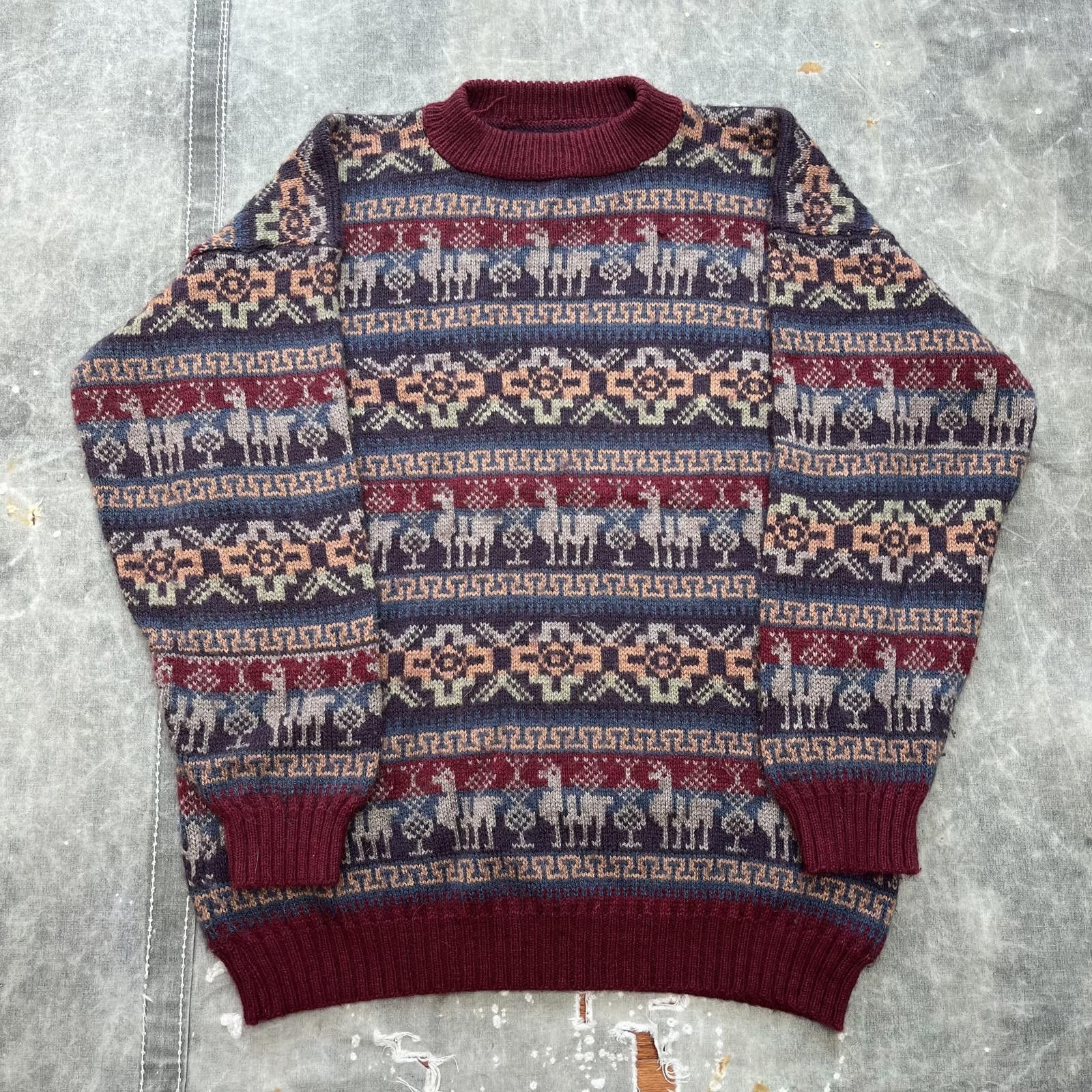 Vintage Vintage 1970s Unique Llama Alpaca Aztec Style Sweater Size US M / EU 48-50 / 2 - 1 Thumbnail