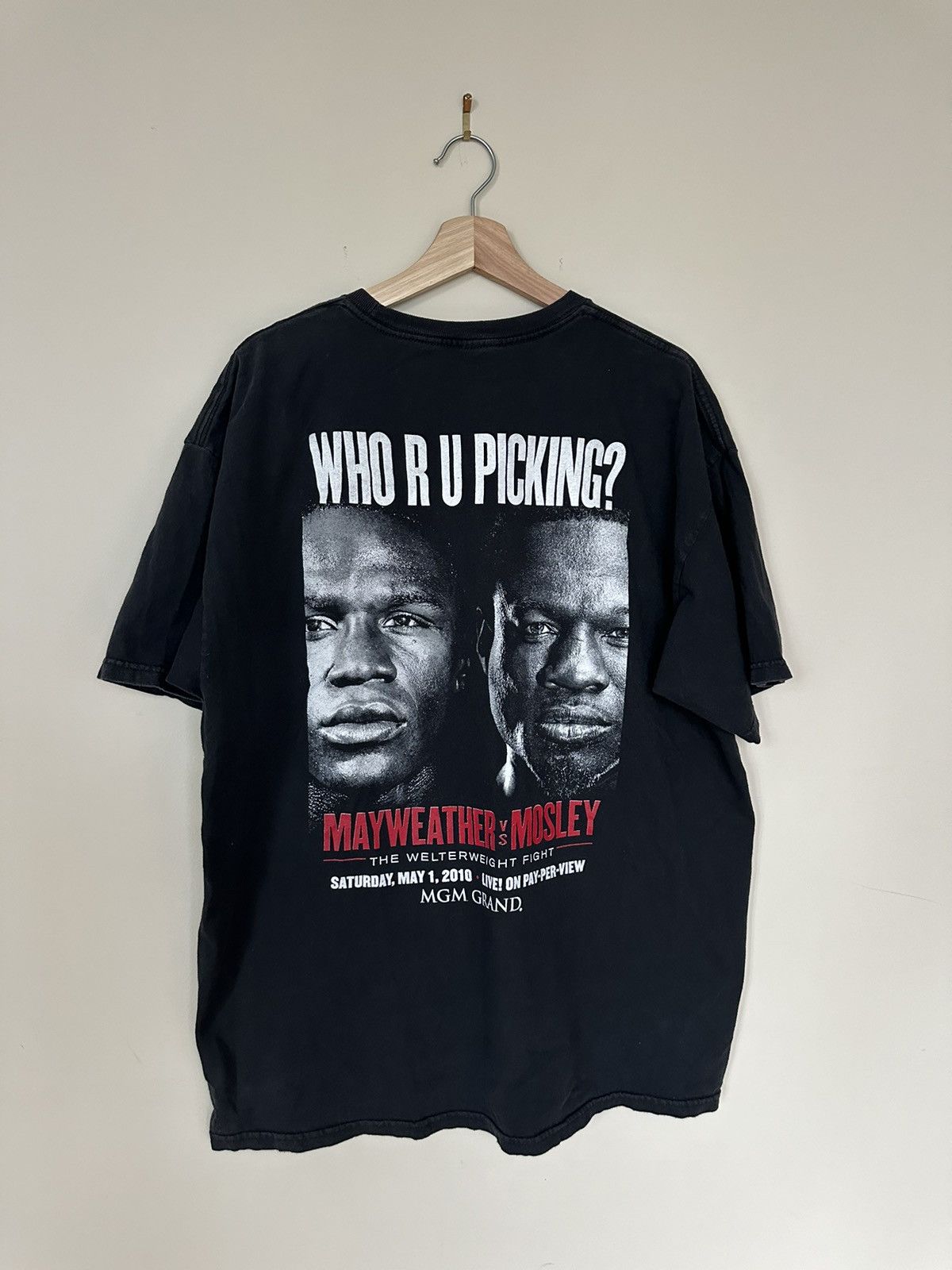 Vintage 2010 Mayweather Vs. Mosley MGM Grand Boxing T-Shirt Size US XL / EU 56 / 4 - 3 Thumbnail
