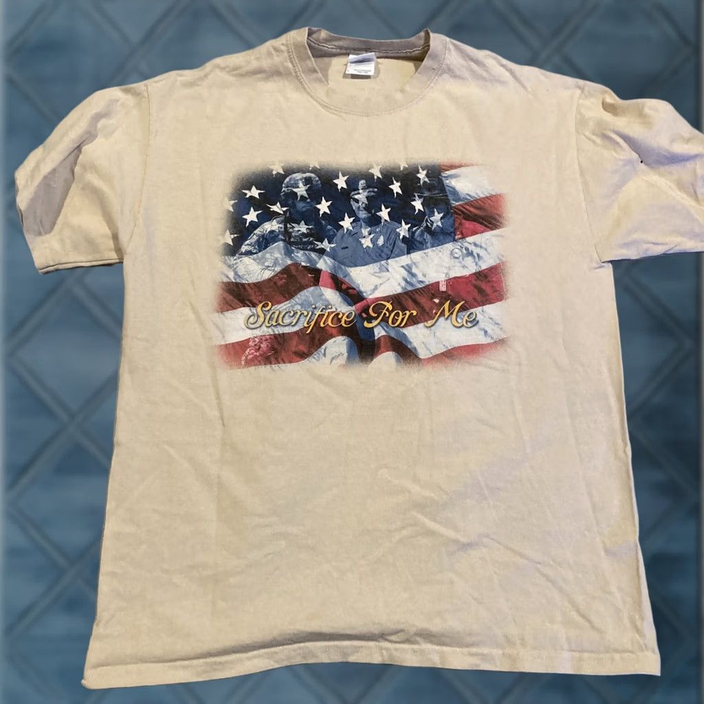 Gildan VINTAGE The Oak Ridge Boys Sacrifice For Me T Shirt MILITARY USA Size L Beige Mens Short Sleeve Gildan Stitch Size US L / EU 52-54 / 3 - 1 Thumbnail