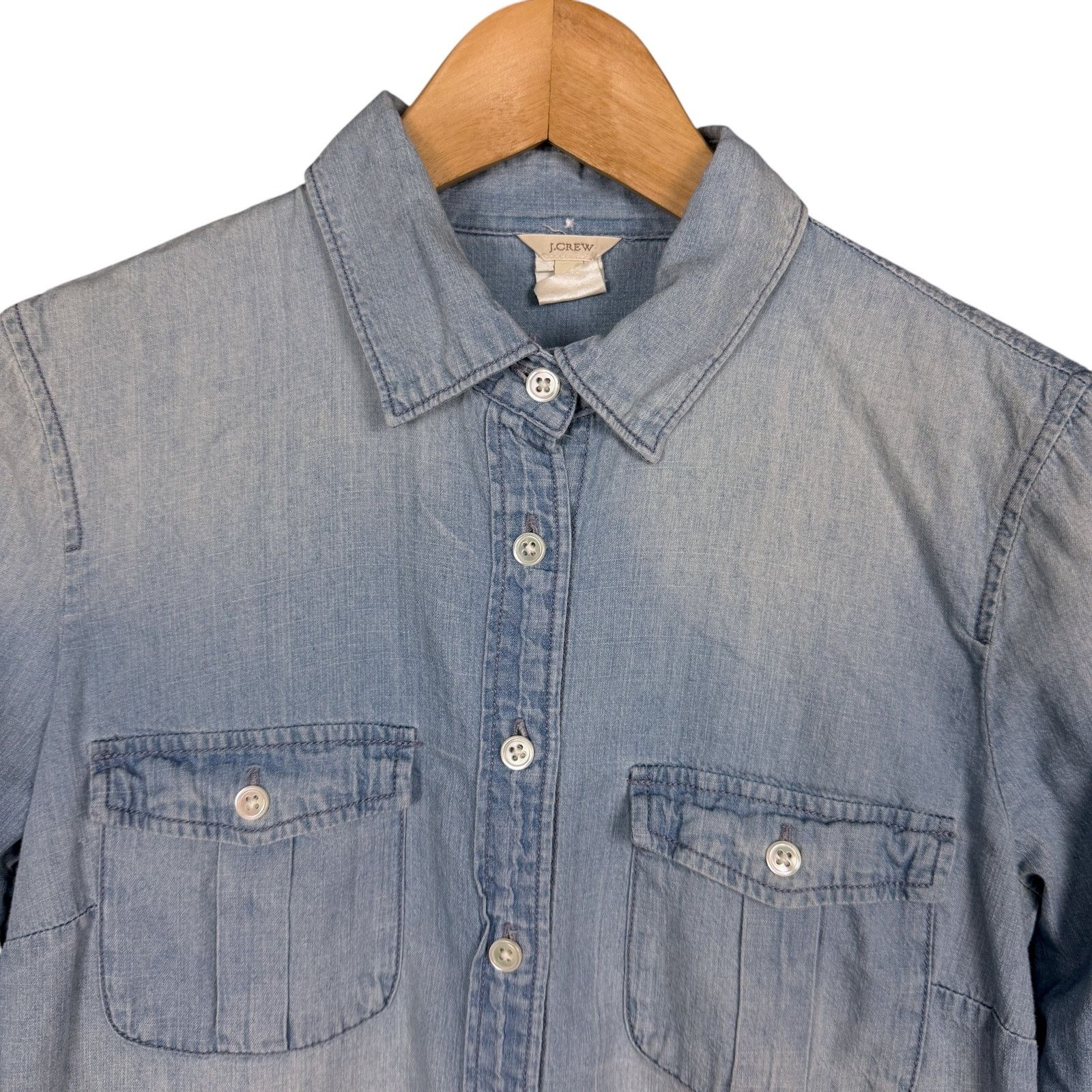 J.Crew J.Crew Women's 0 Chambray Distressed Light Blue Denim Size XS / US 0-2 / IT 36-38 - 3 Thumbnail