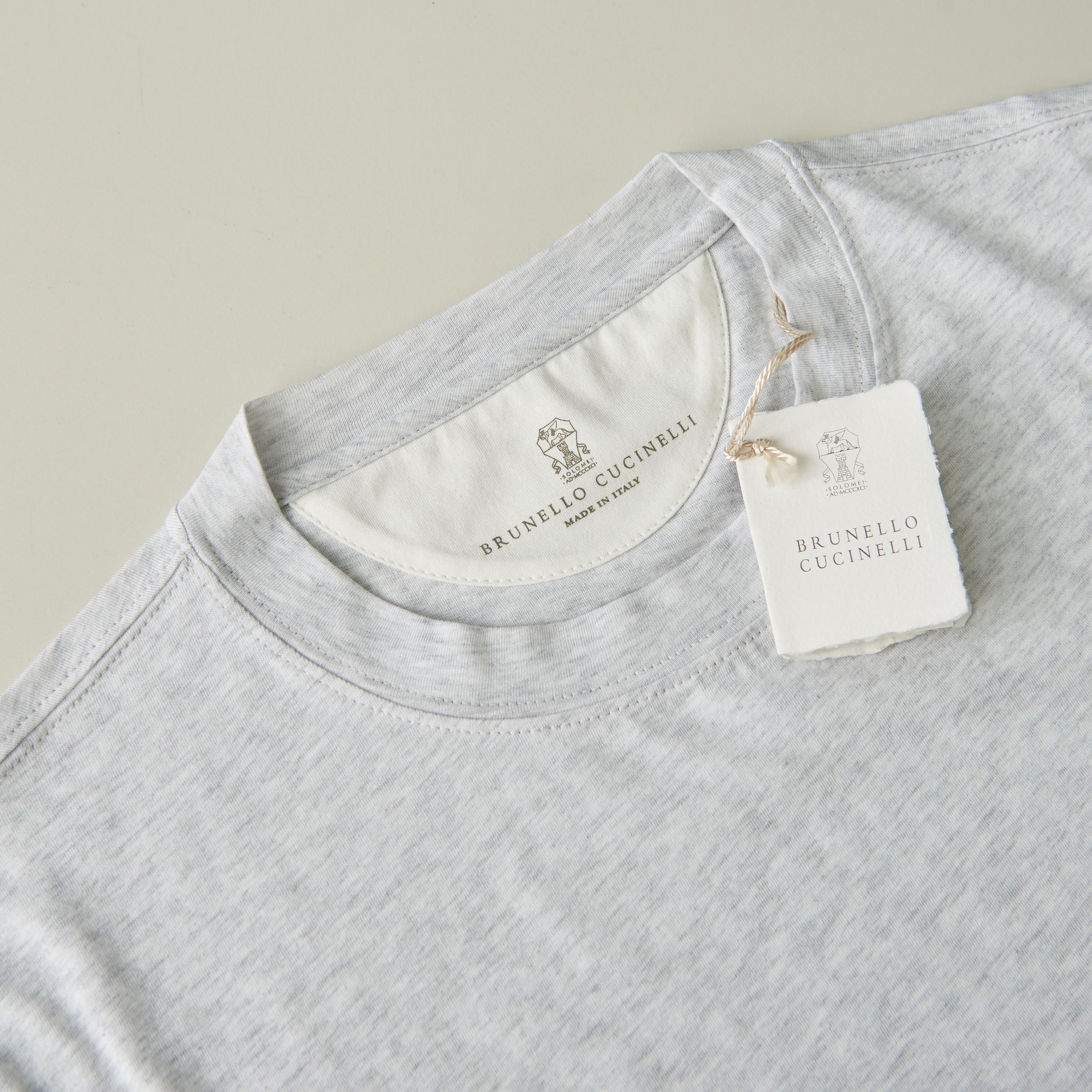 Brunello Cucinelli Light Grey Crew Neck T-shirt - Short-sleeve, Cotton Jersey Size US XXL / EU 58 / 5 - 8 Thumbnail