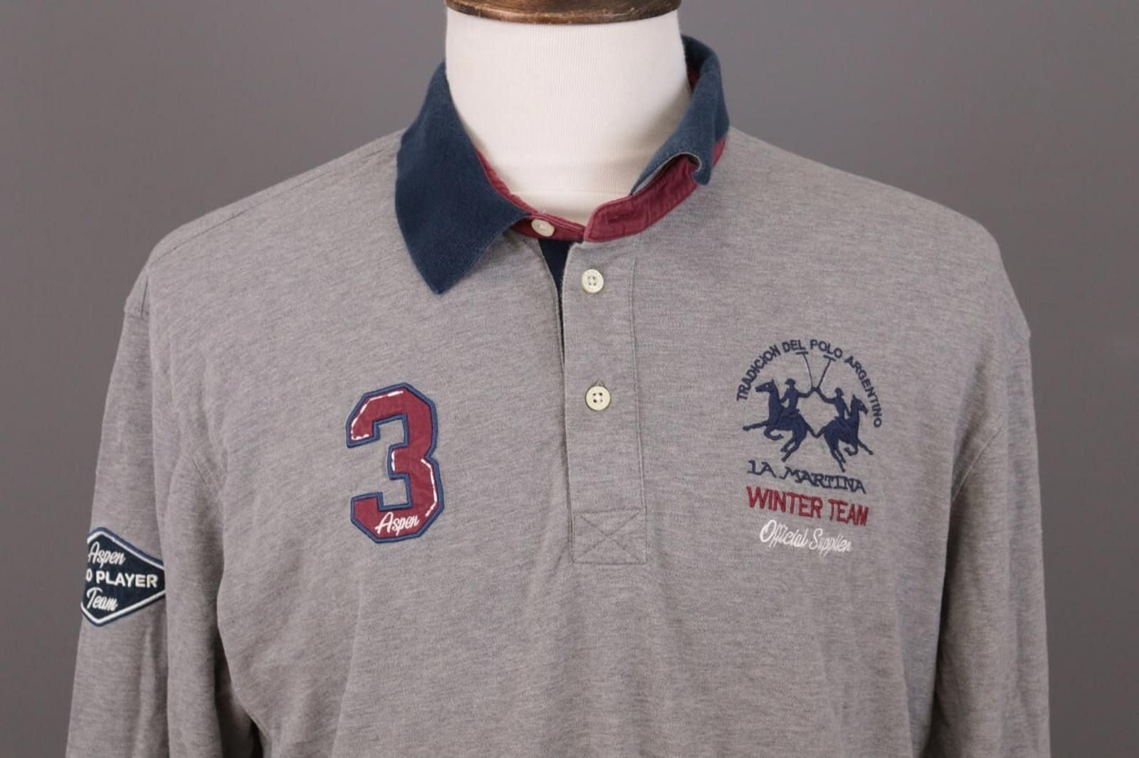 La Martina La Martina Buenos Aires Gray Winted Team Polo Shirt Size XXL Size US XXL / EU 58 / 5 - 2 Thumbnail