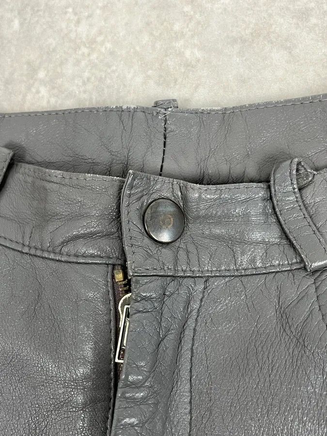 Vintage 1990s Giorgio Armani Grey Leather Pants Size US 39 - 10 Thumbnail