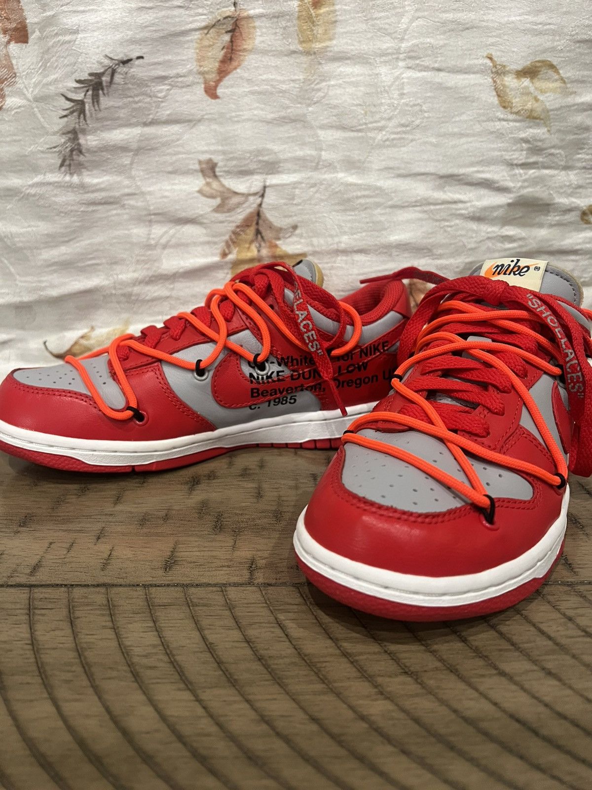 Nike × Off-White Off White Nike Dunk Low University Red Sz 4 2019 CT0856-600 Size US 5 / EU 37 - 4 Thumbnail