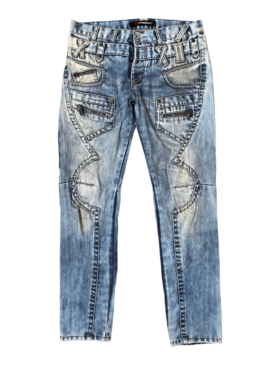 image of Hysteric Glamour x If Six Was Nine Distressed Double Waist Multipocket Denim in Blue Distressed (Si