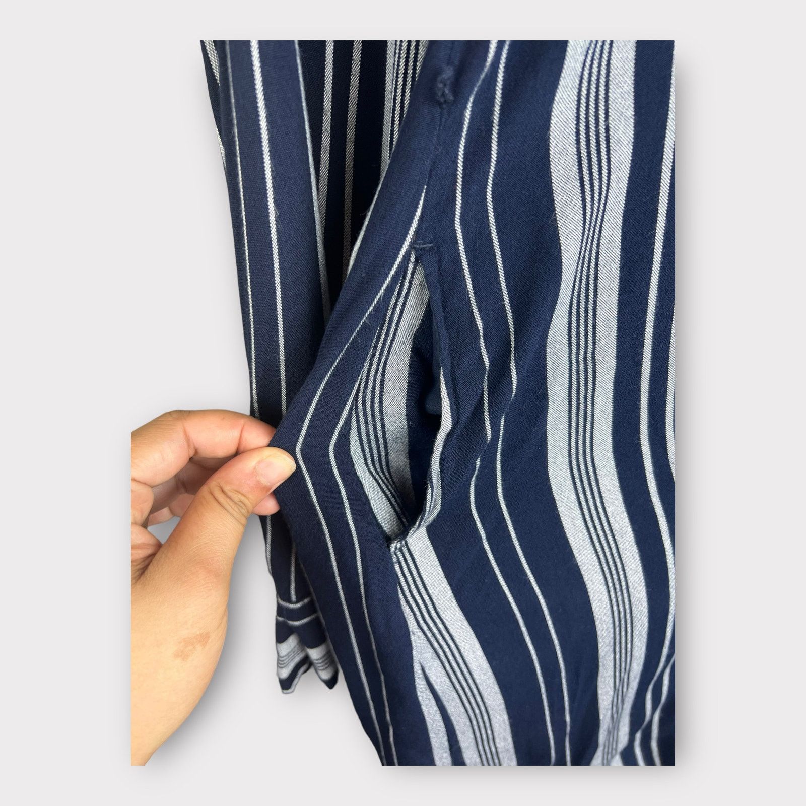 Merona Merona Striped Navy Gray Striped Long Sleeve Shirt Dress Size S / US 4 / IT 40 - 5 Thumbnail
