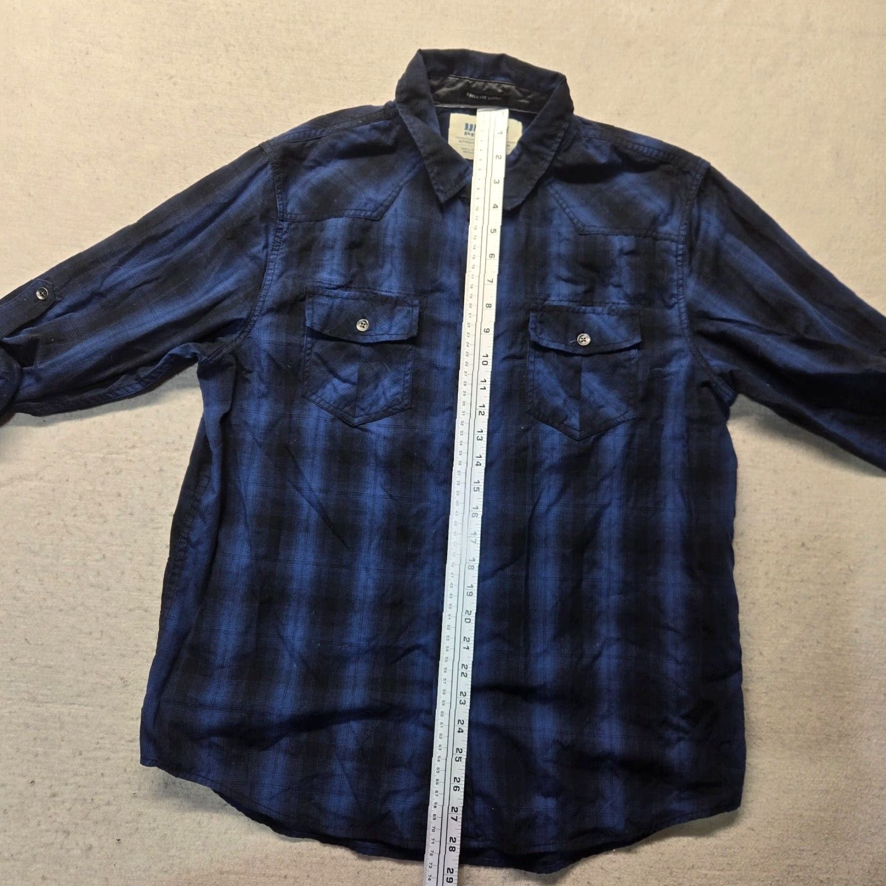 Vintage Urban Pipeline Button Up Shirt Blue Black Plaid Adult L Regular Cotton Mens Size US L / EU 52-54 / 3 - 6 Thumbnail