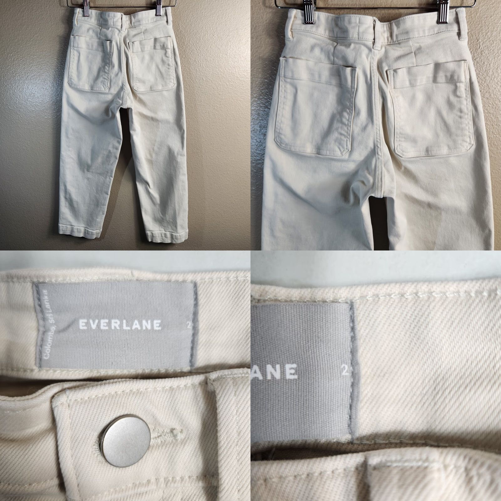 Everlane Everlane Womens |2 Short| Sandstone Utility Straight-Leg Crop Pants Beige Cotton Twill High Rise Front Pockets Cropped 24" Inseam Womens Size 26" / US 2 / IT 38 - 8 Thumbnail
