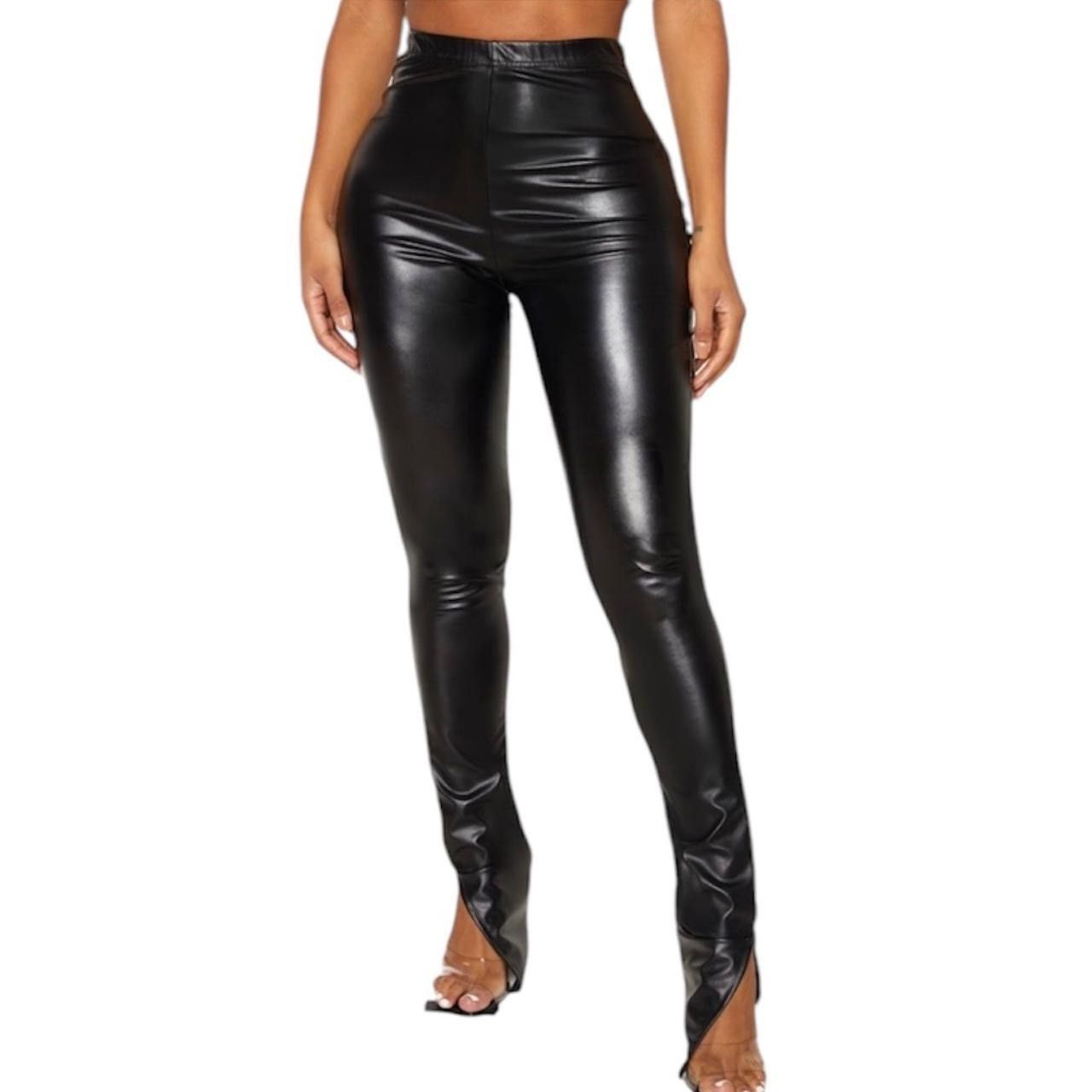 PrettyLittleThing PrettyLittleThing Faux Leather Side Split Hem High Rise Pant Size 28" / US 6 / IT 42 - 1 Thumbnail