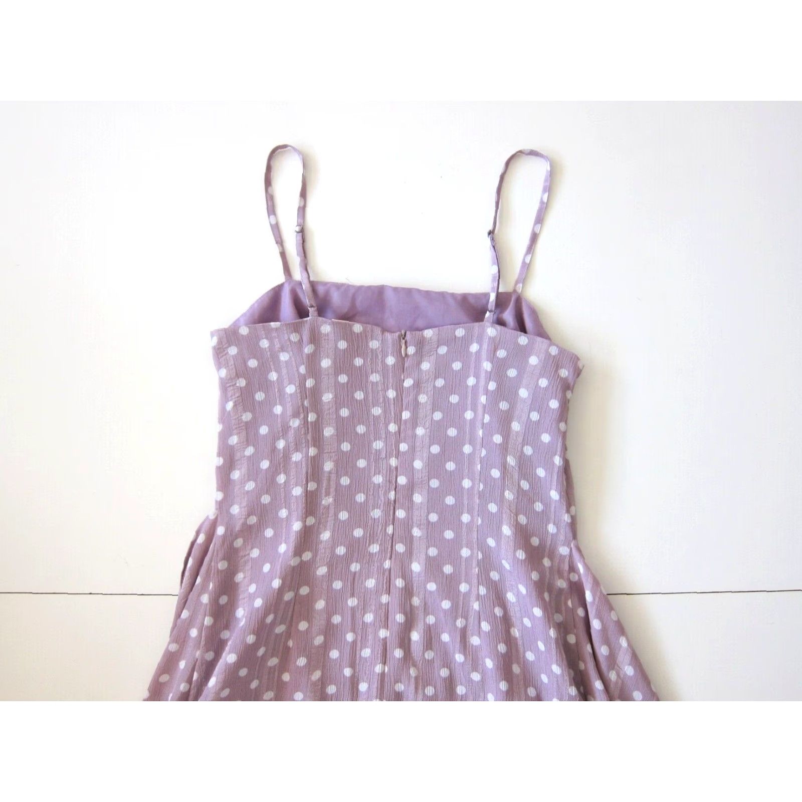 Vintage Showpo. Purple White Polka Dot Spaghetti Strap Tank Dress 2/S Size XS / US 0-2 / IT 36-38 - 6 Thumbnail