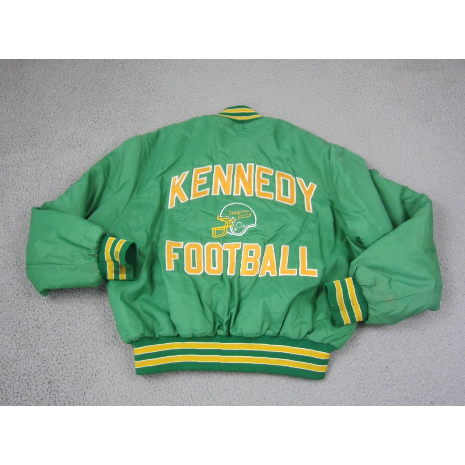 Holloway VINTAGE Holloway Kennedy Football Varsity Jacket Mens XL Green 80s Football Workwear Casual Short Jacket Coat Man Green XL Mens Size US XL / EU 56 / 4 - 2 Thumbnail