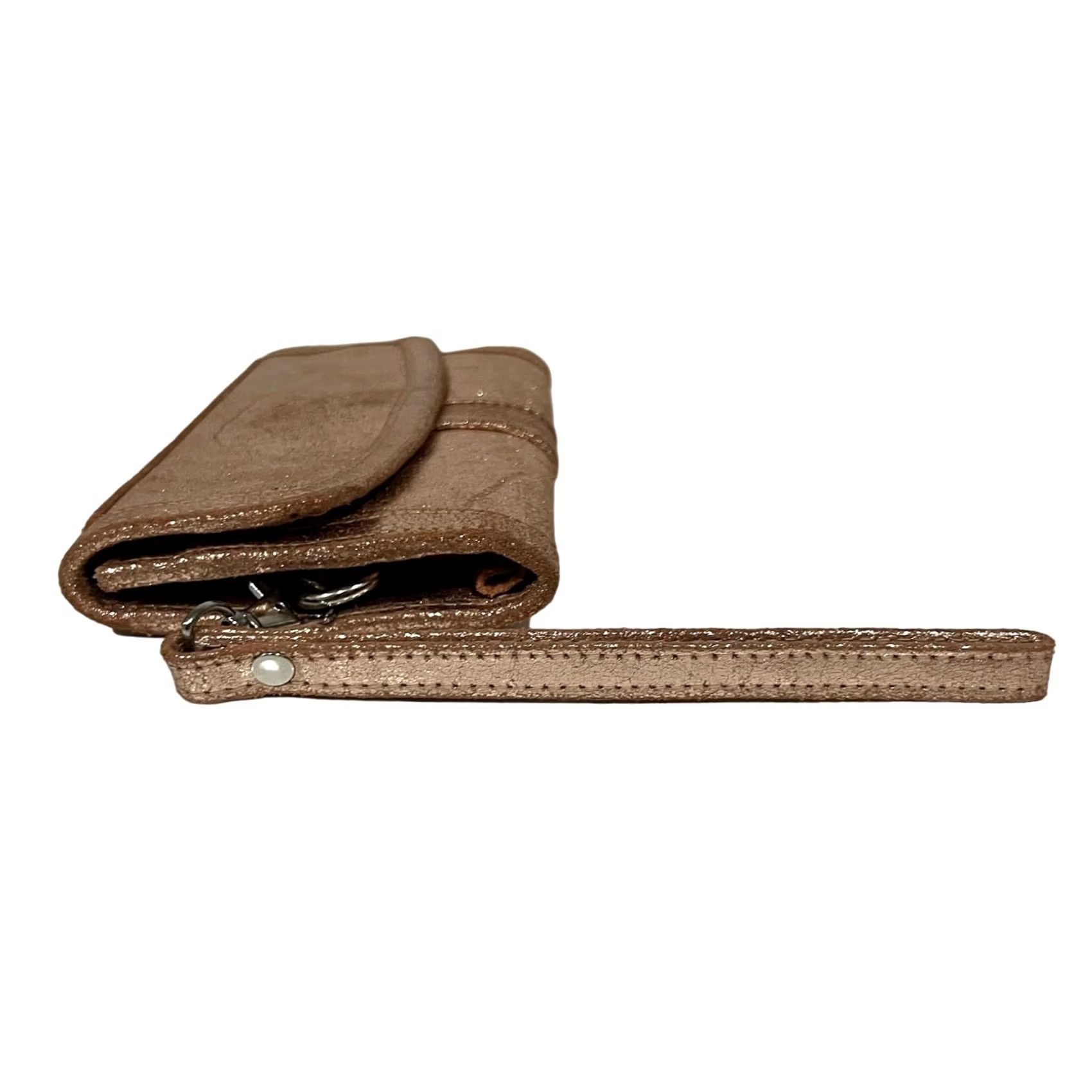ESPIRIT Indie Spirit Wallet Wristlet Metallic Gold Leather Trifold Snap Close Women Gold Wristlet Size ONE SIZE - 5 Thumbnail