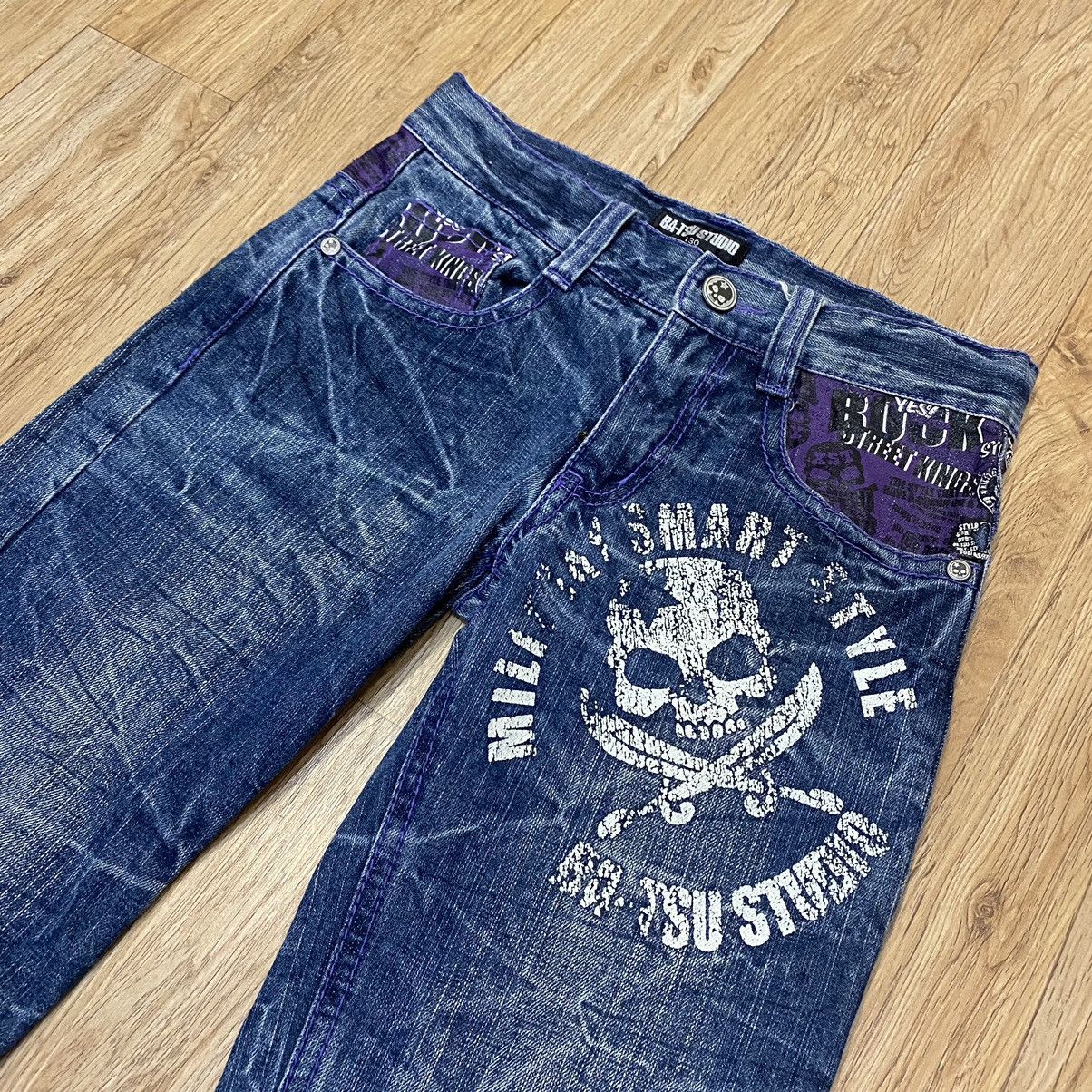 Hysteric Glamour 2000s Ba-Tsu Studio Boy Skul Denim Pants , Punk Style Size US 26 / EU 42 - 2 Thumbnail