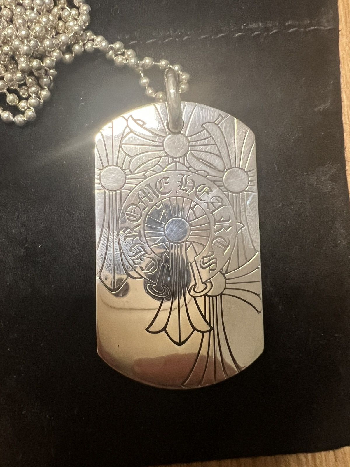 Chrome Hearts God Bless The World Dog Tag w/ 30” Ball Chain Size ONE SIZE - 7 Thumbnail