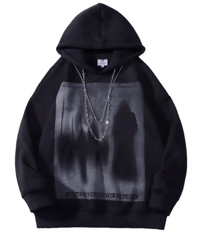 Japanese Brand × Vintage Rare fashion goth gothic shadow hoodie sweatshirt with chain Size US XL / EU 56 / 4 - 1 Thumbnail
