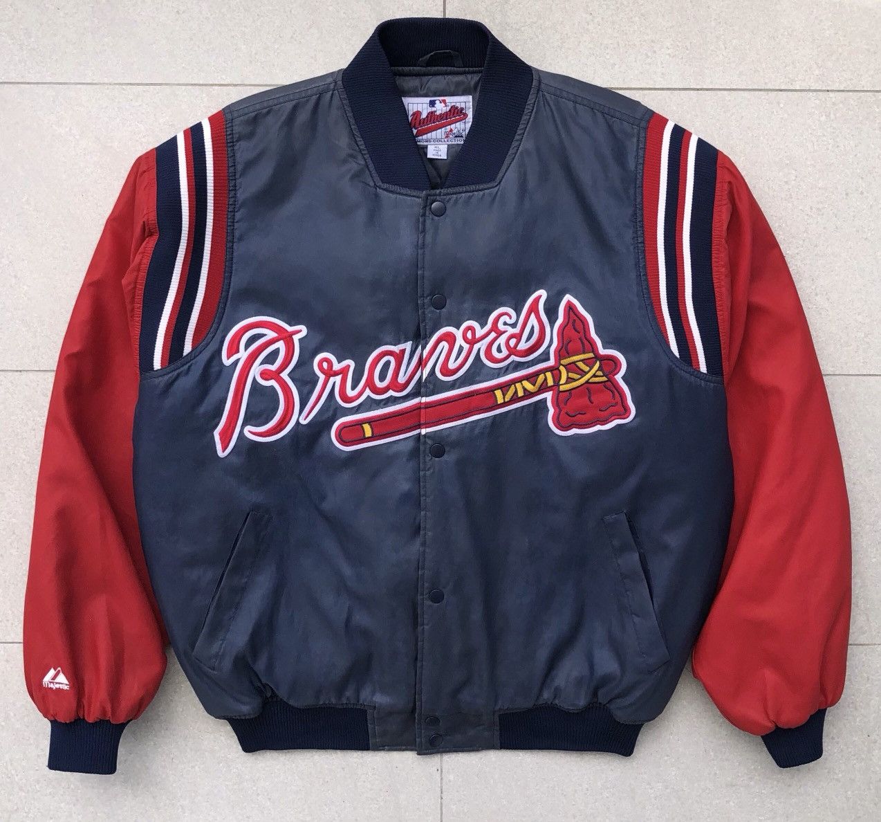 Vintage Vintage Atlanta Braves MLB Majestic Bomber Varsity Jacket | Grailed