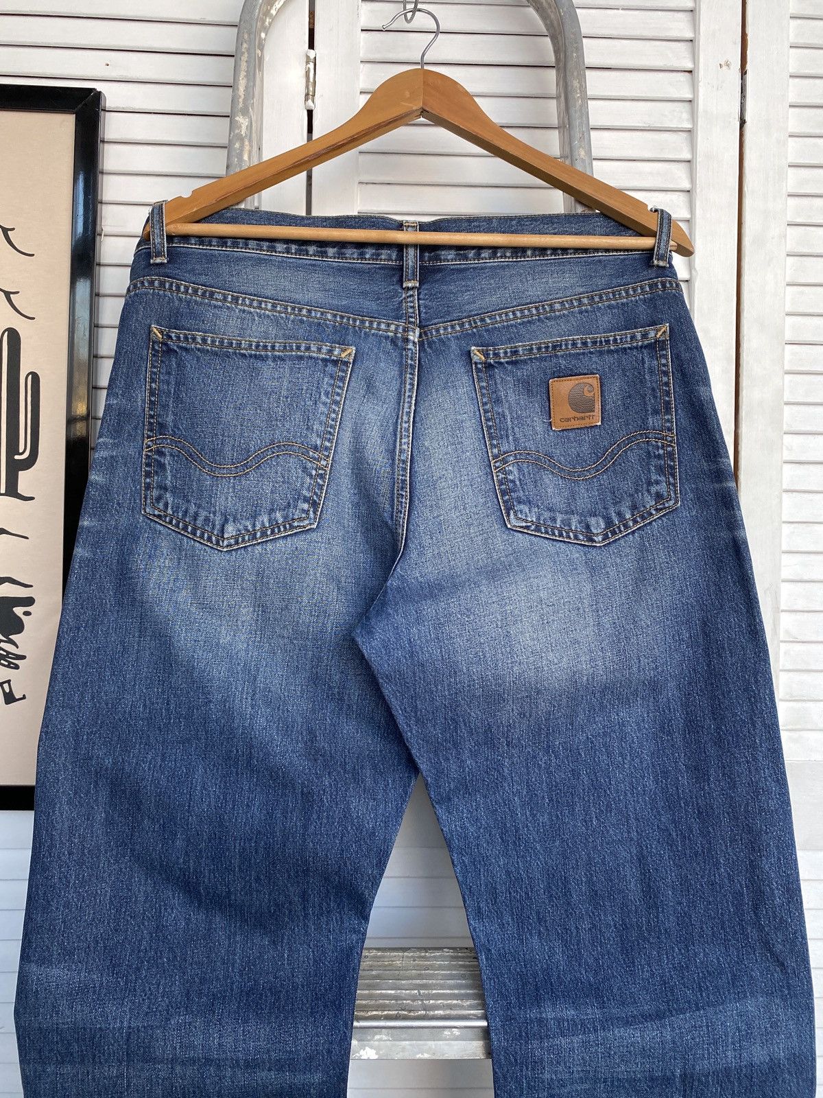 Carhartt × Vintage Carhartt Wip Texas Pants Faded Denim Jeans Vintage Style Size US 33 - 6 Thumbnail