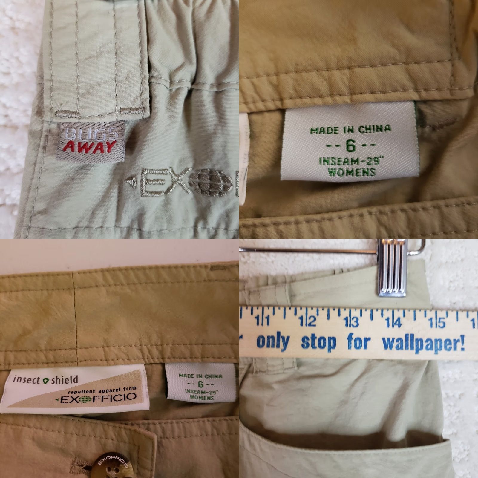 ExOfficio VINTAGE ExOfficio Khaki Beige Nylon INSECT SHIELD Convertible Pants Women Size 6 X 29" Size 28" / US 6 / IT 42 - 10 Thumbnail