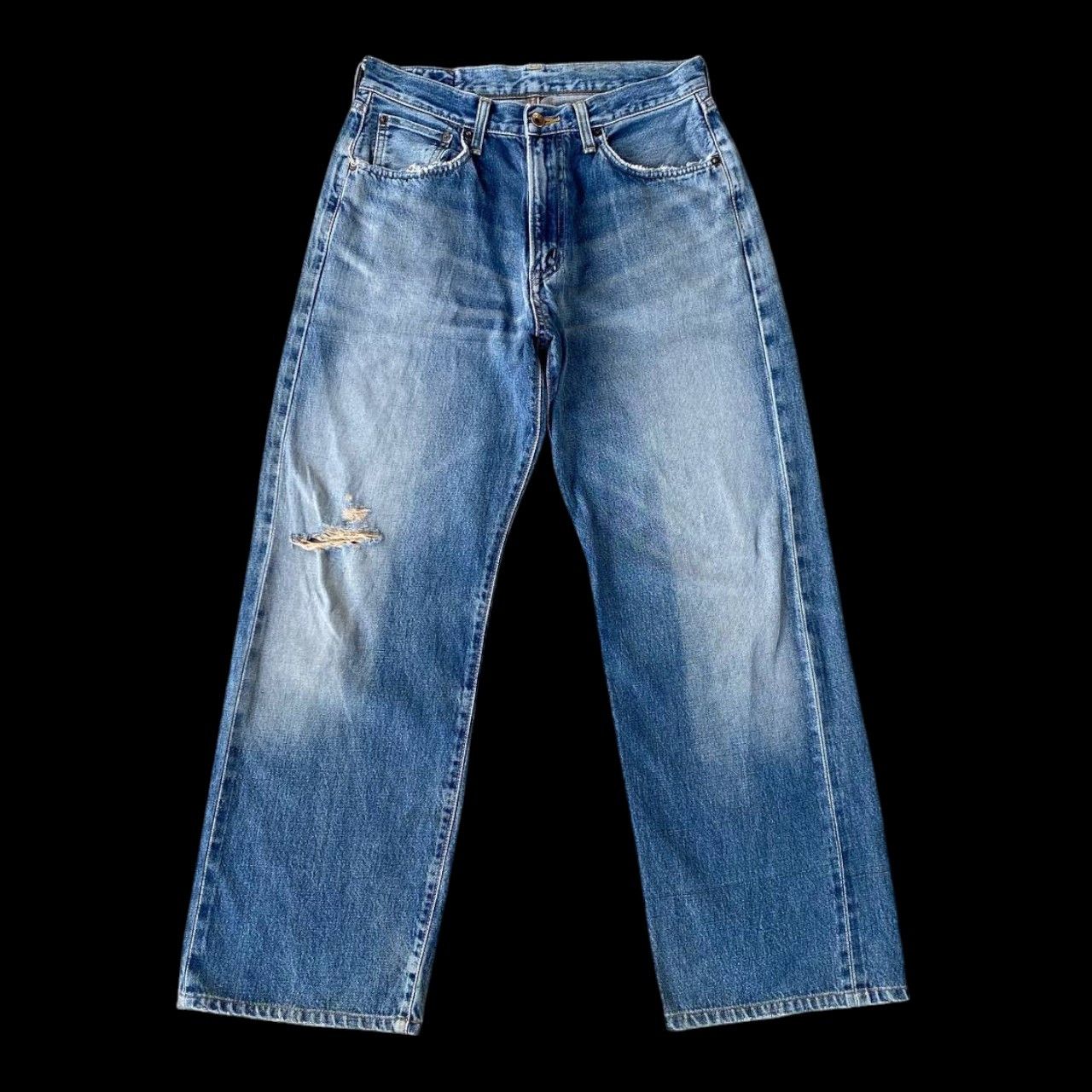 Edwin VTG 90S EDWIN 505 REDLINE GRUNGE BLUEWASH DISTRESSED DENIM Size US 29 - 1 Thumbnail