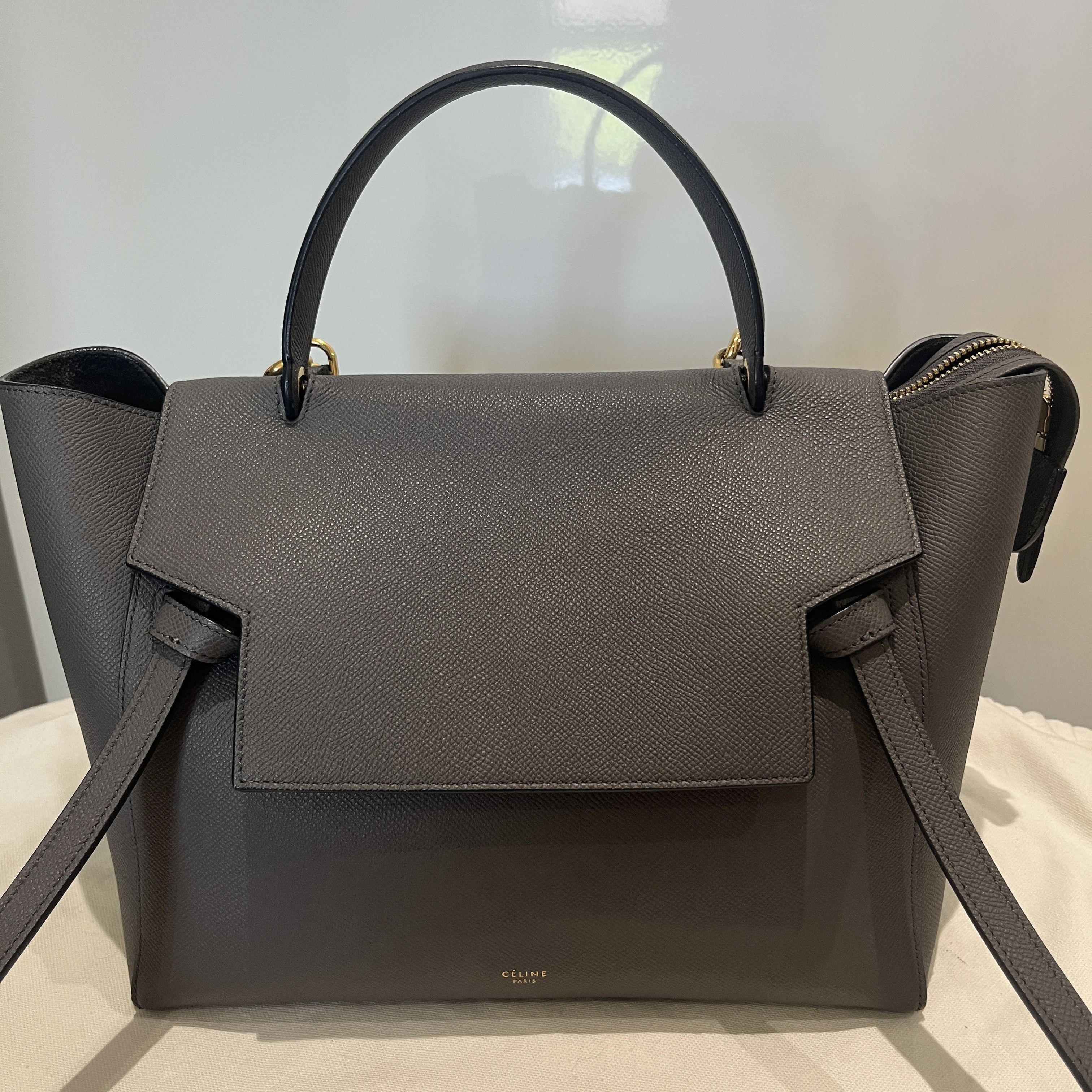 Celine Grained Calfskin Mini Belt Bag Gray in Grey, Women's