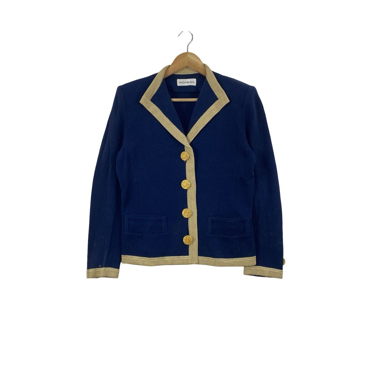 Yves Saint Laurent Vintage YVES SAINT LAURENT Trim Cropped Knit Blazer Jacket Size M / US 6-8 / IT 42-44 - 1 Thumbnail