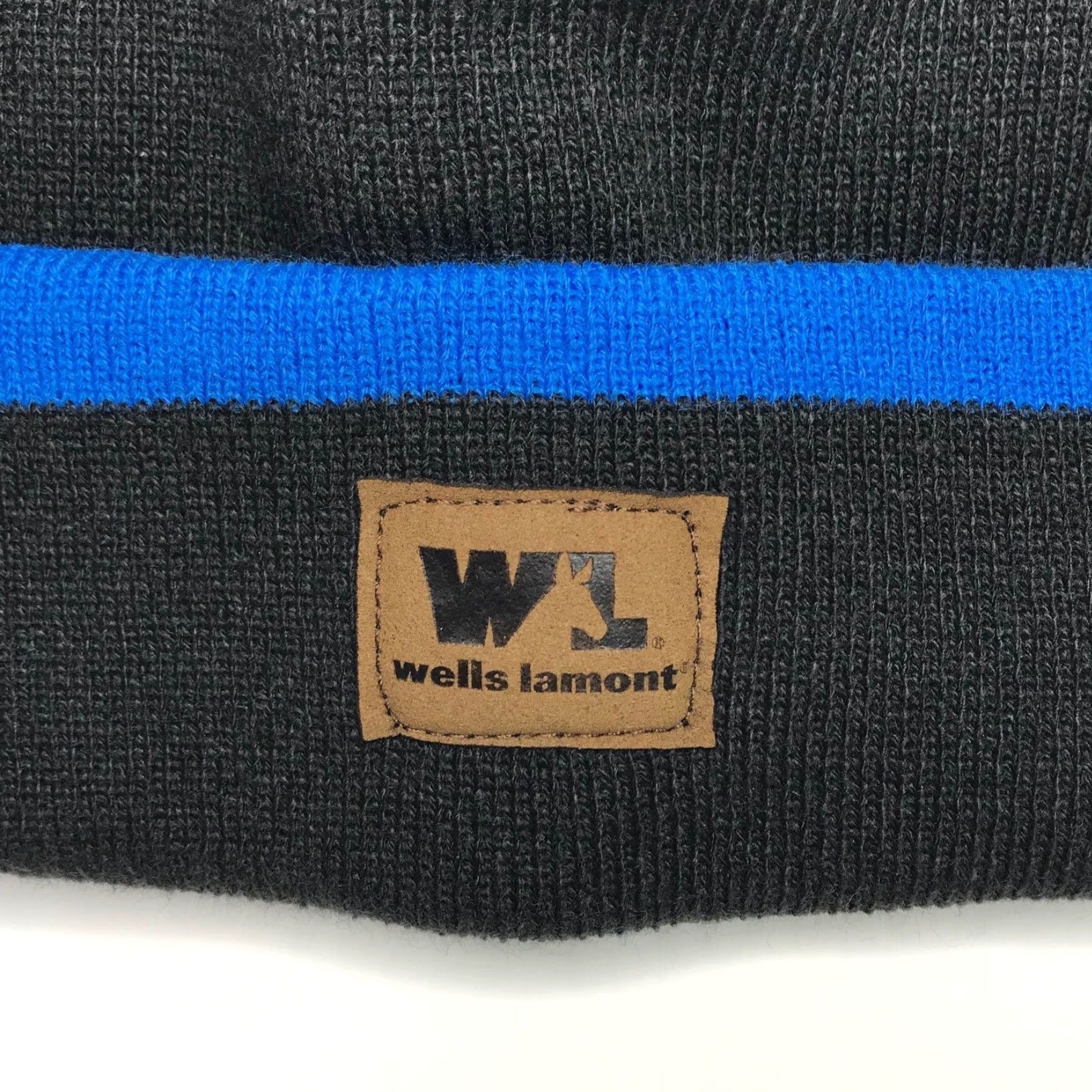 Vintage Wells Lamount Beanie Mens One Size Knit Hat Dark Gray Blue Knit Beanie Solid Wool Not Wool? Size ONE SIZE - 2 Thumbnail