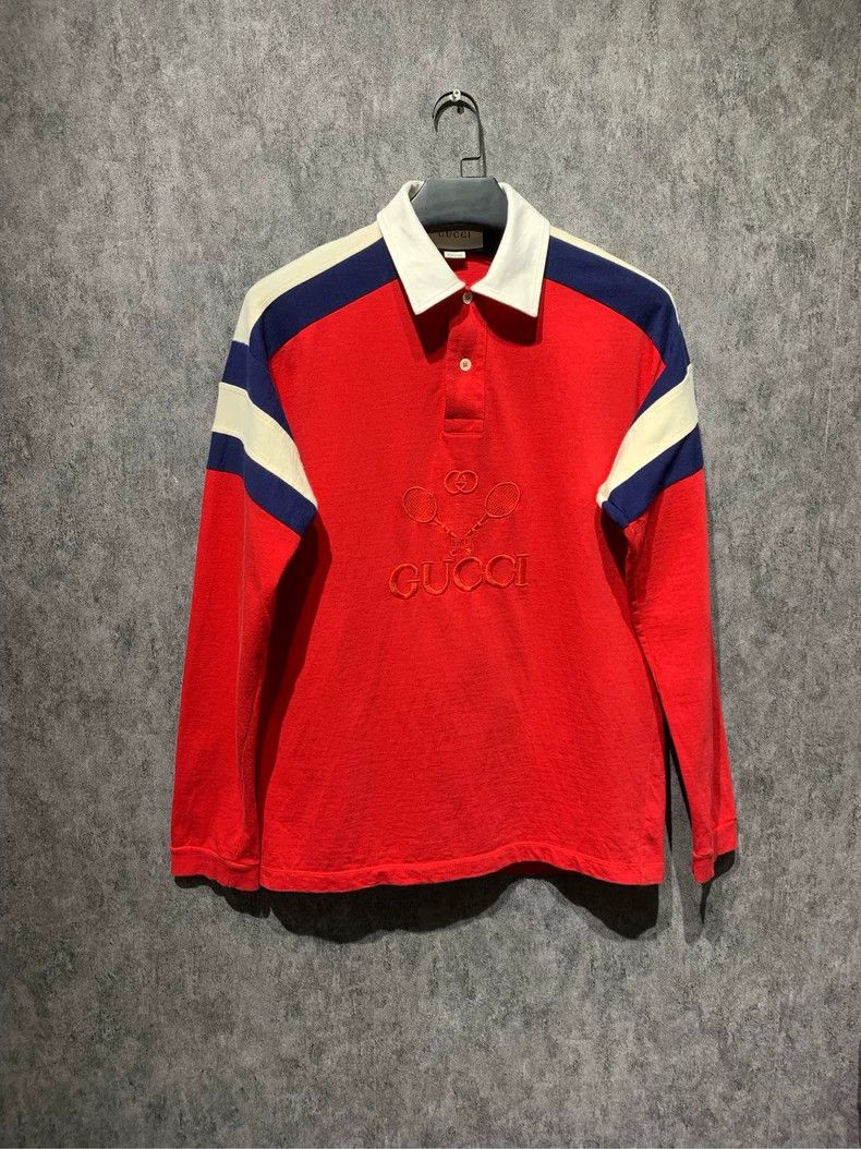 Gucci Gucci Red tennis racket logo embroidery long sleeves 2501-N Size US S / EU 44-46 / 1 - 1 Thumbnail