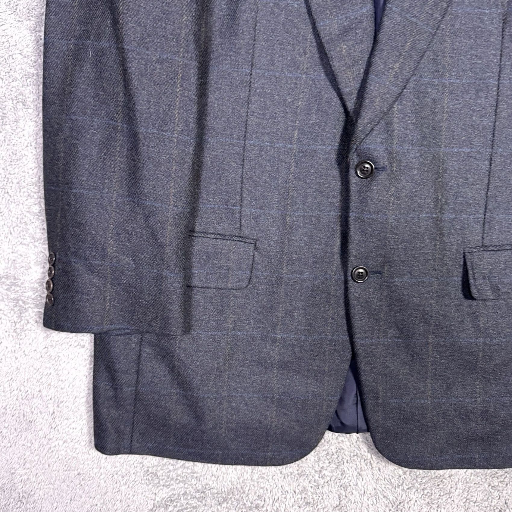 Vintage Samuelsohn Cashmere Wool Windowpane Como Blazer Suit Jacket - Mens 46L Size 46R - 3 Thumbnail