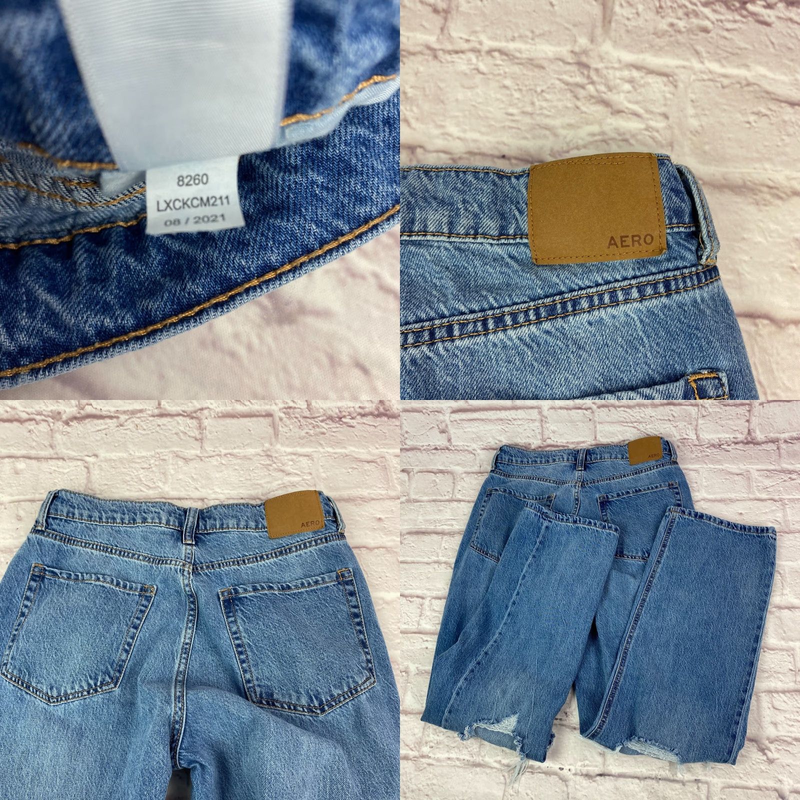 Vintage Aéropostale 90s Baggy Jeans Womens Size 8 High Rise Straight Distressed Button Fly Denim Blue 5-Pocket Design Jeans Womens Size 30" / US 8 / IT 44 - 8 Thumbnail
