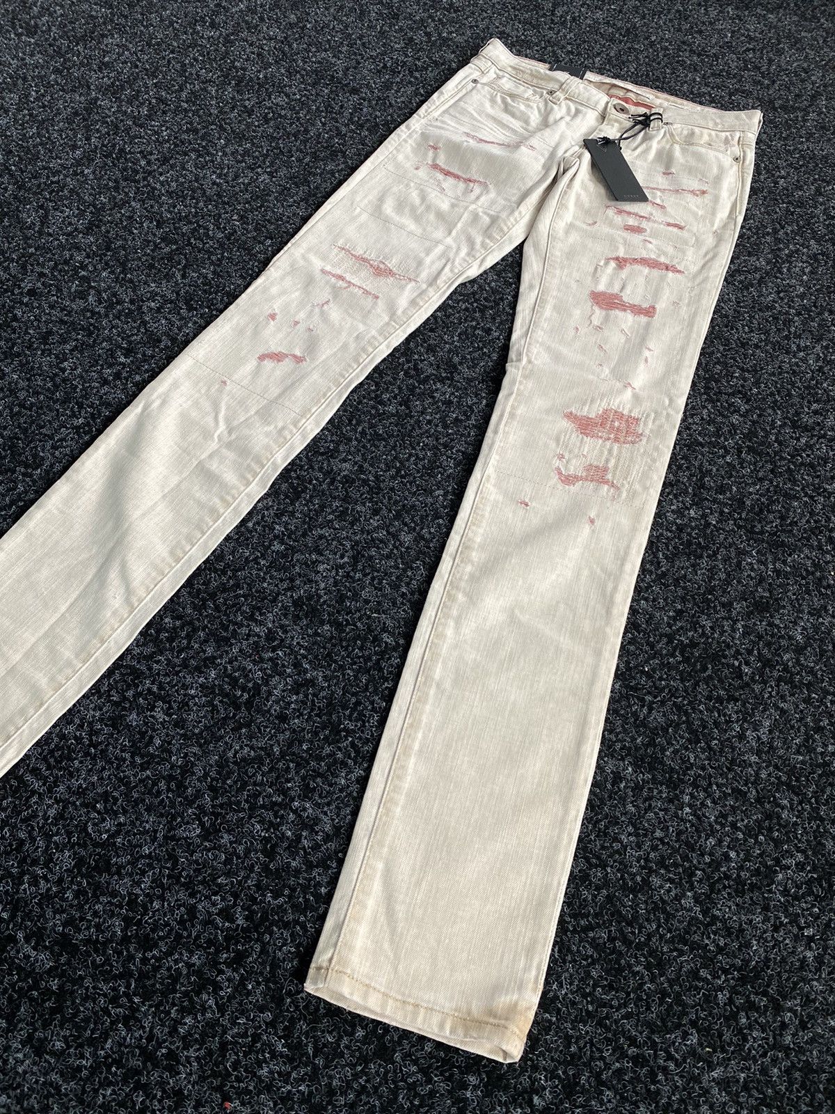 Guess NEW Guess Distressed Beige Jeans Women’s Size 24 Size 24" / US 00 / IT 34 - 3 Thumbnail