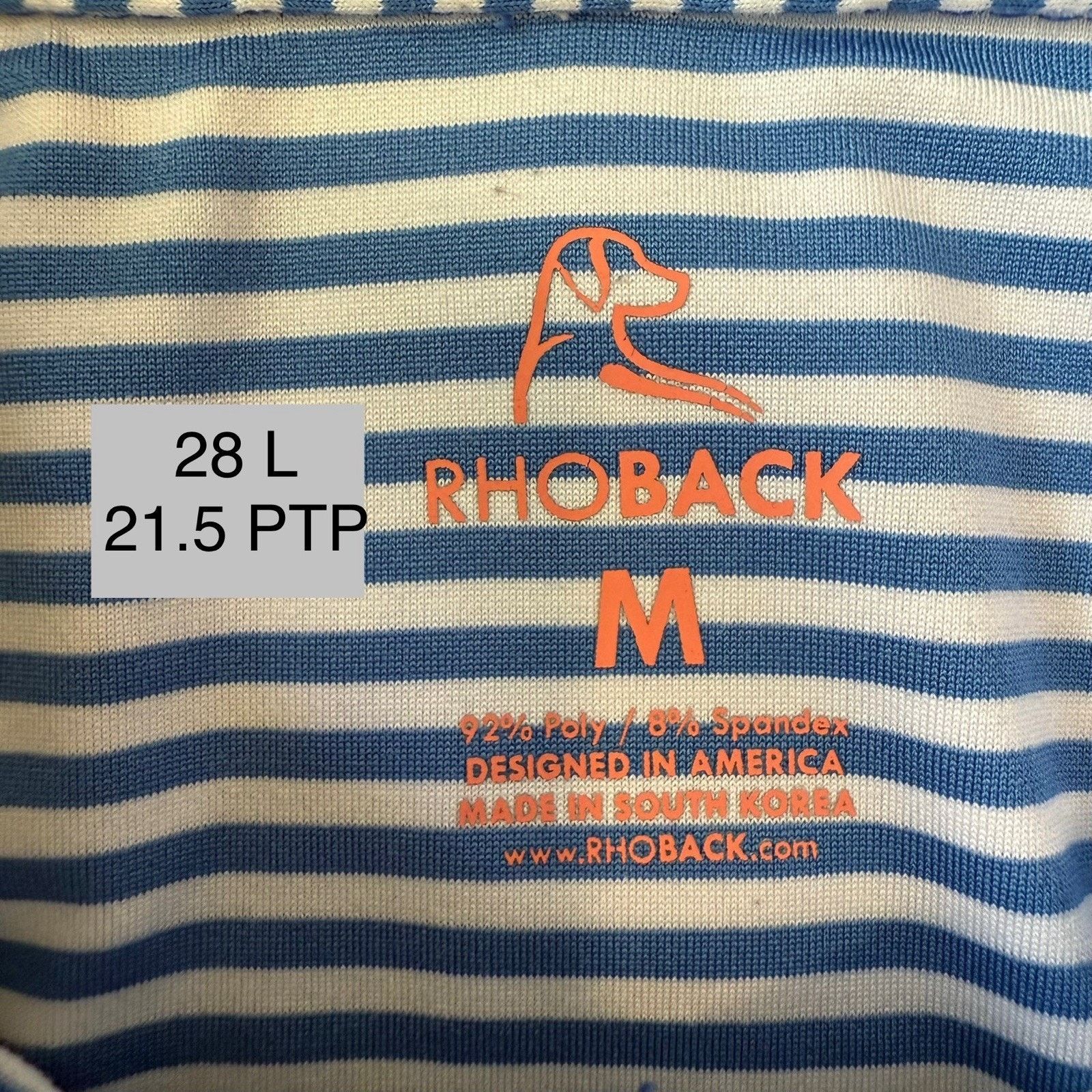 Other Rhoback Polo Shirt M Blue White Striped Golf Tennis Size US M / EU 48-50 / 2 - 6 Thumbnail
