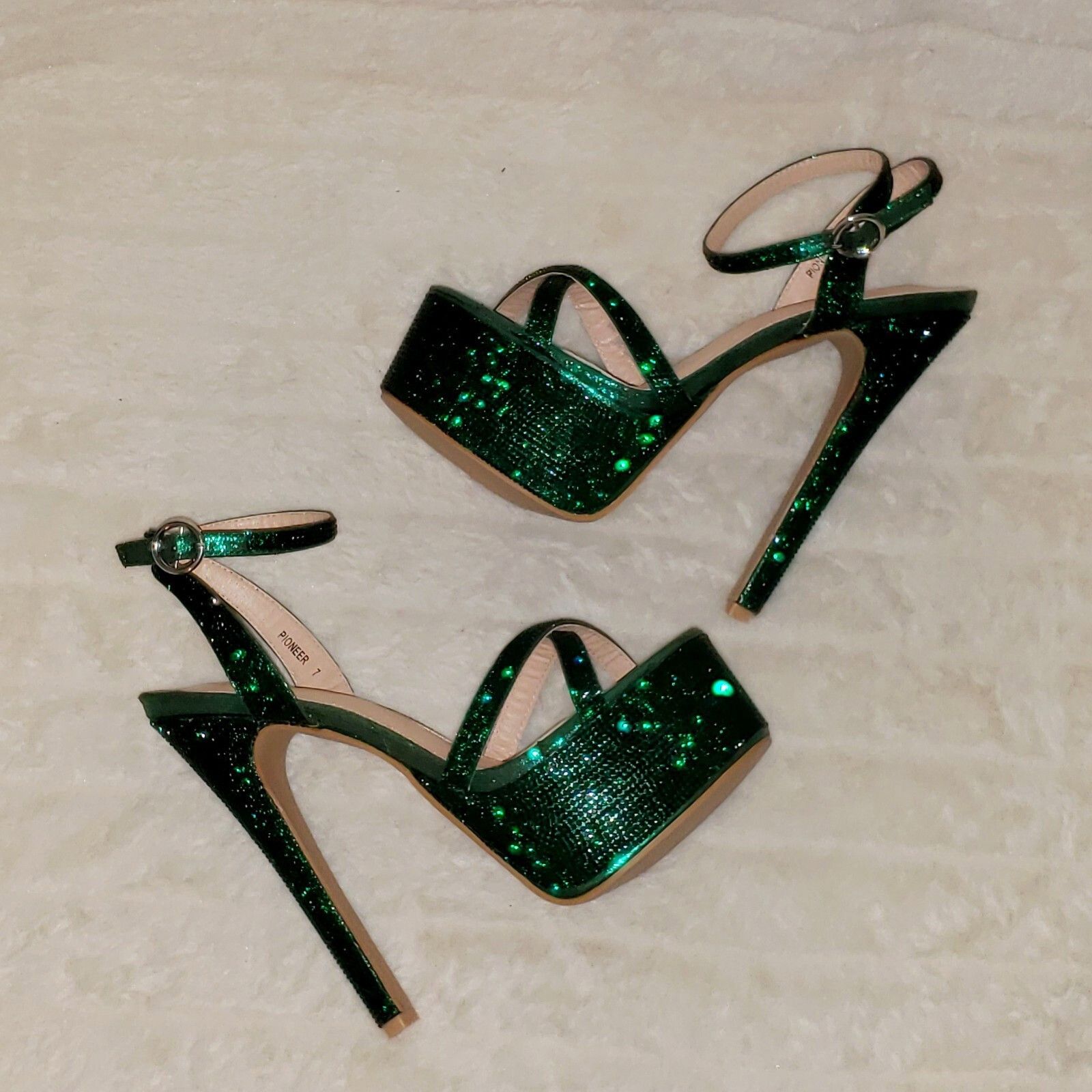 Other Bejeweled Emerald Green Sparkling Rhinestone Platform 6.5" H Size US 10 / IT 40 - 6 Thumbnail
