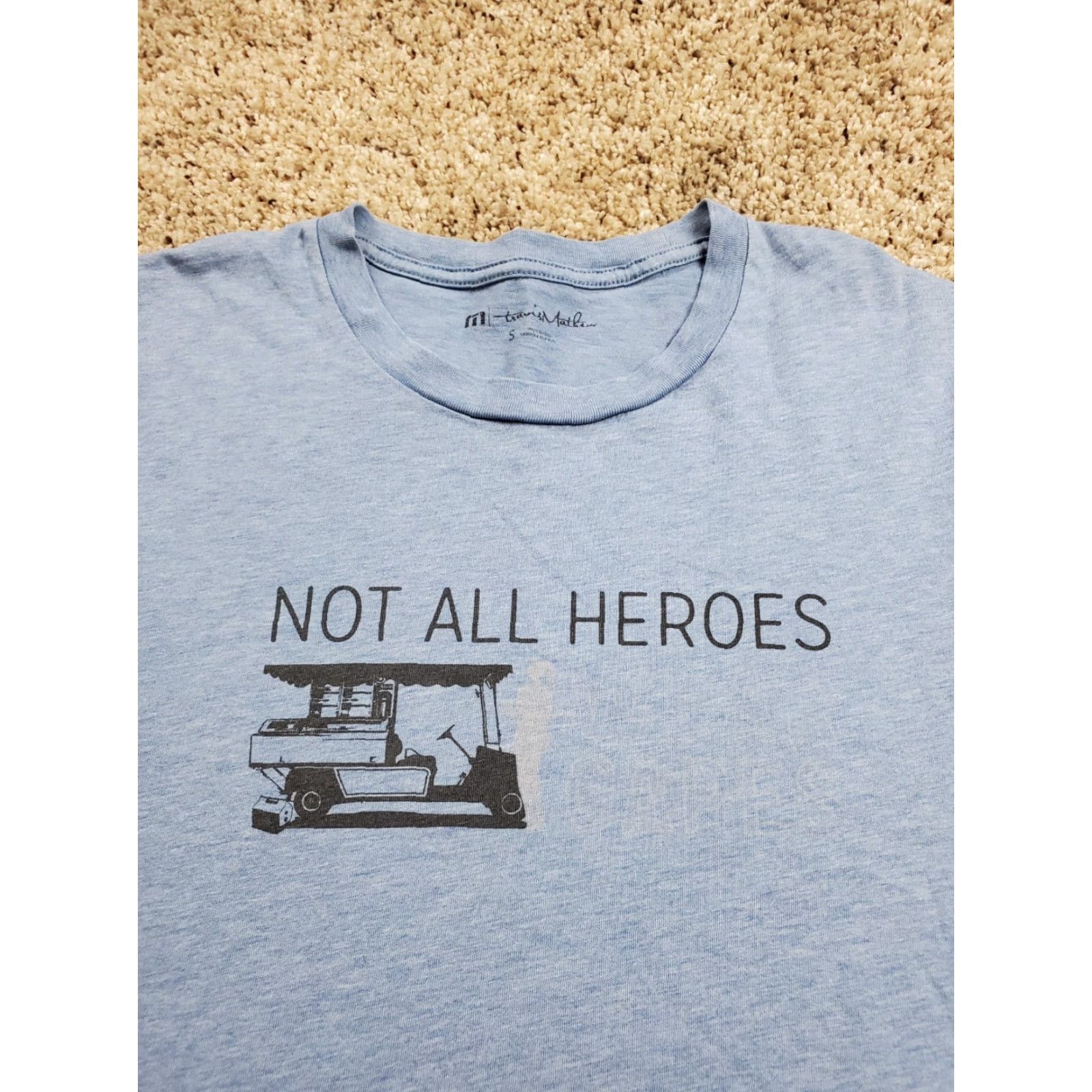 TravisMathew Travis Mathew T Shirt Mens Small Blue Hero Pima Cotton Graphic Not All Heroes Crew Neck Short Sleeve Regular Fit Size US S / EU 44-46 / 1 - 3 Thumbnail