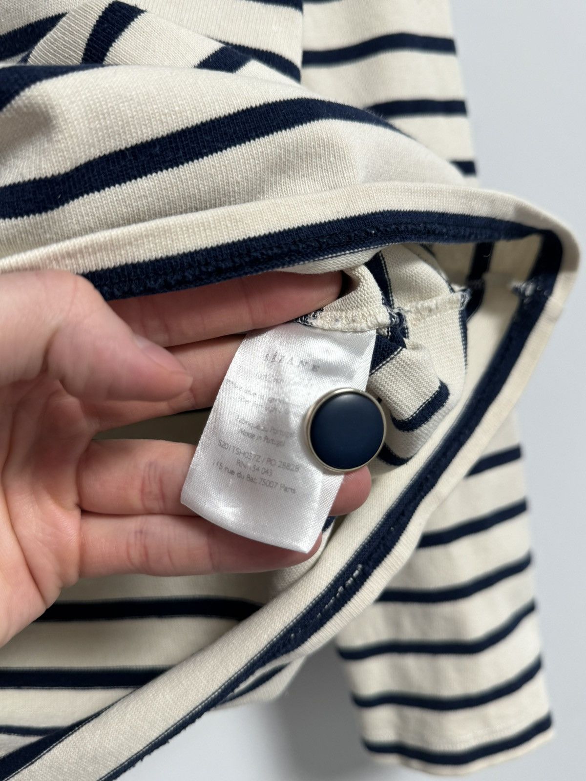 Sezane Sezane Women Long Sleeve Navy Blue Striped Organic T-shirt Size XL / US 12-14 / IT 48-50 - 9 Thumbnail