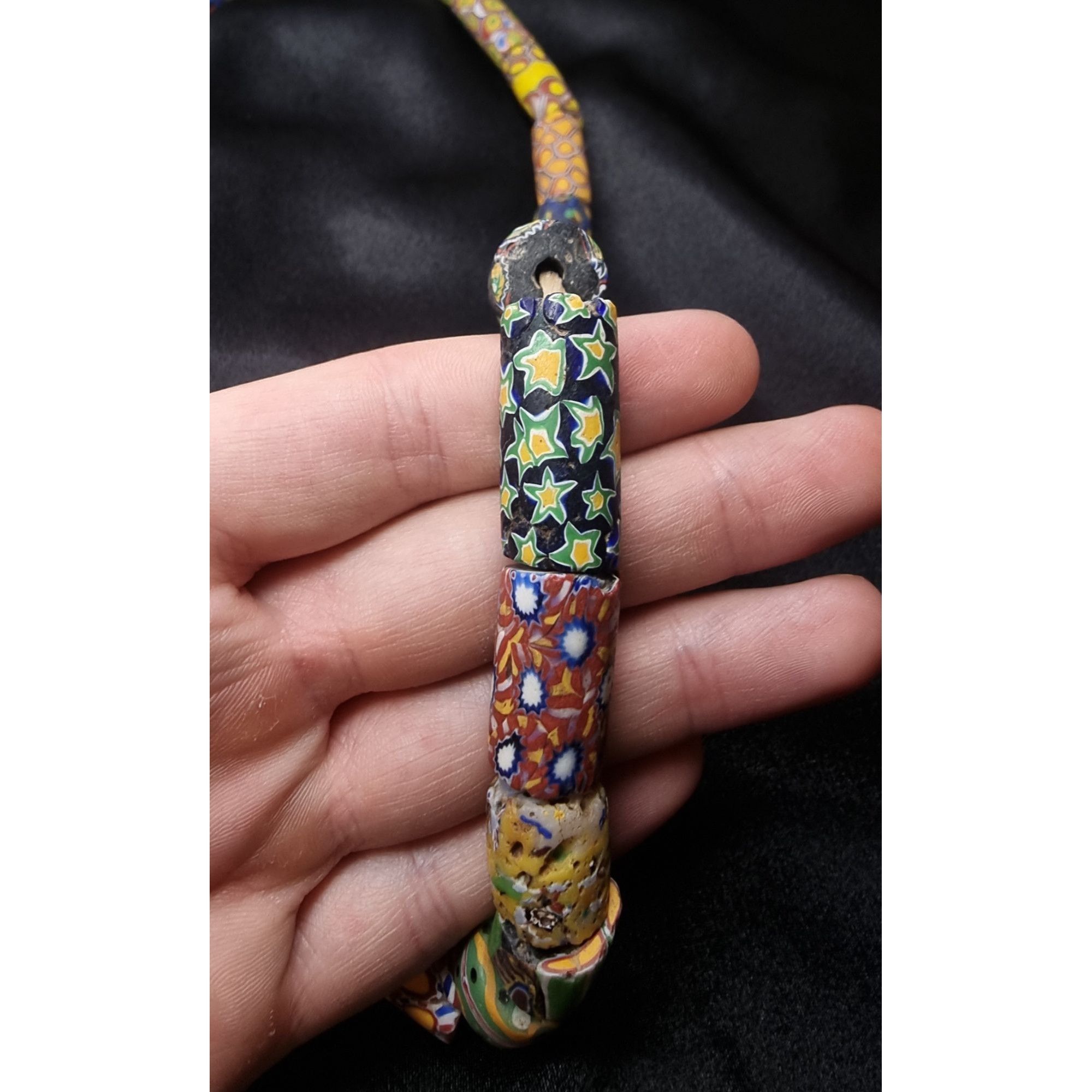 Vintage Antique Millefiori Glass Beaded Necklace With Vibrant Patter Size ONE SIZE - 5 Thumbnail