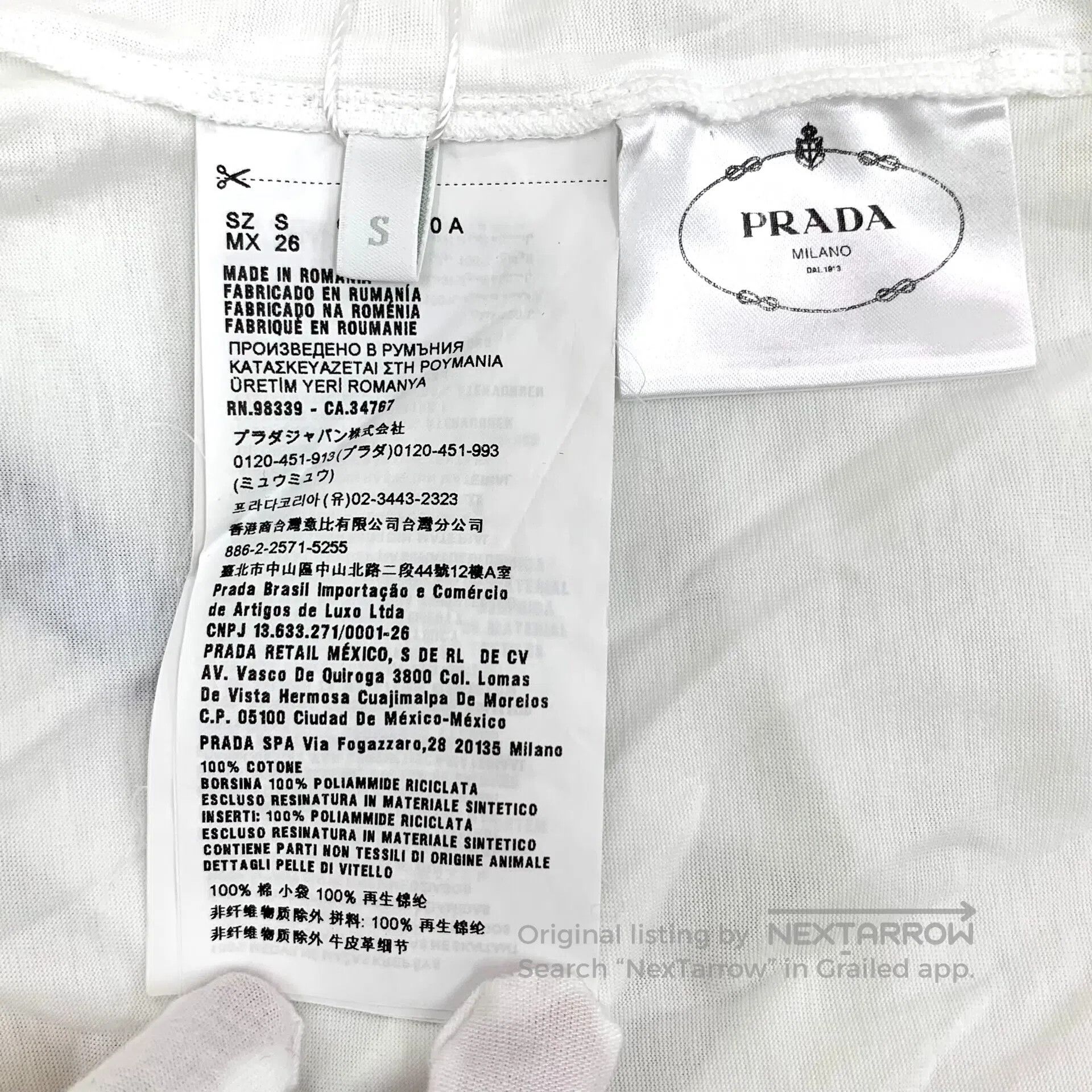 Prada Prada White logo triangle label pocket round neck cotton s Size US S / EU 44-46 / 1 - 7 Thumbnail