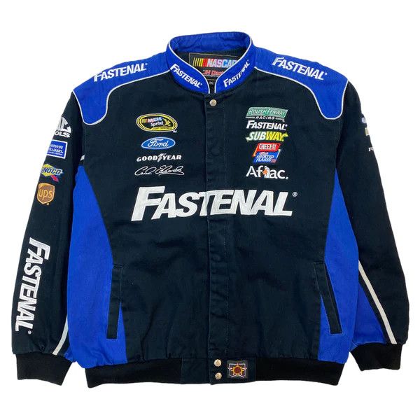 image of Nascar Fastenal Racing Jacket Black in Blue, Men's (Size 2XL)